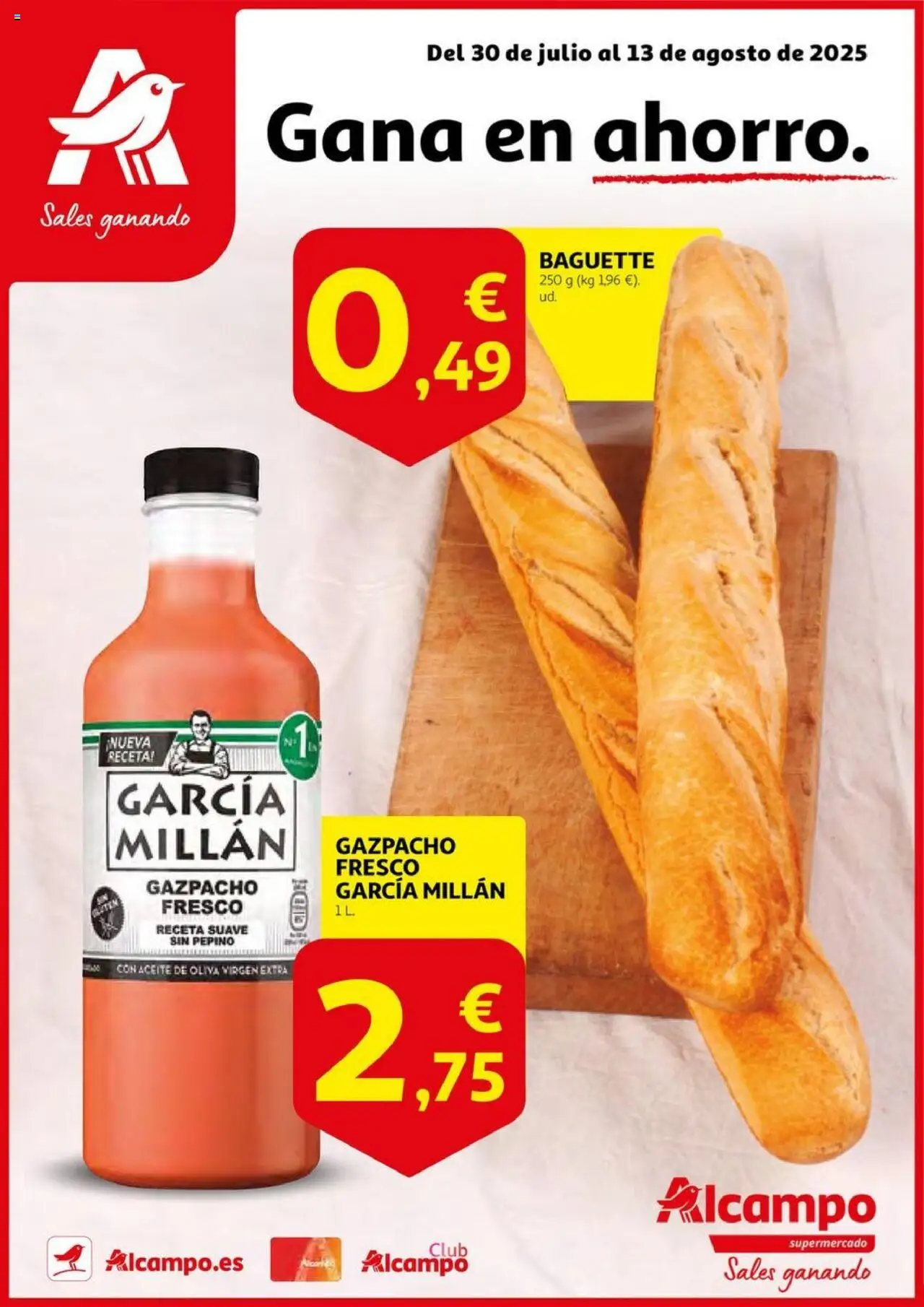 Alcampo folleto 30/07/2025 - 13/08/2025 > SM Madrid - Pepino, Baguette, Aceite, Aceite de oliva, Aceite de oliva virgen extra, Gazpacho