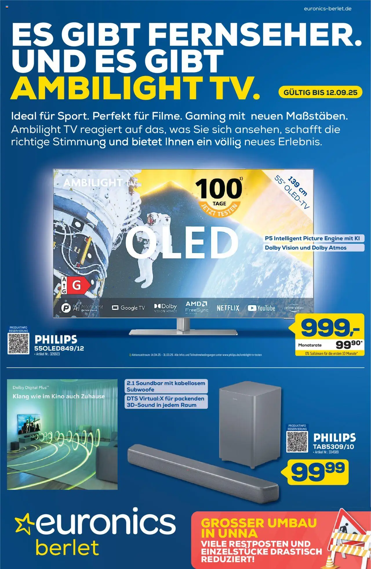 Euronics Prospekt Ambilight TV Berlet (vom 03.09.2025 - 12.09.2025)