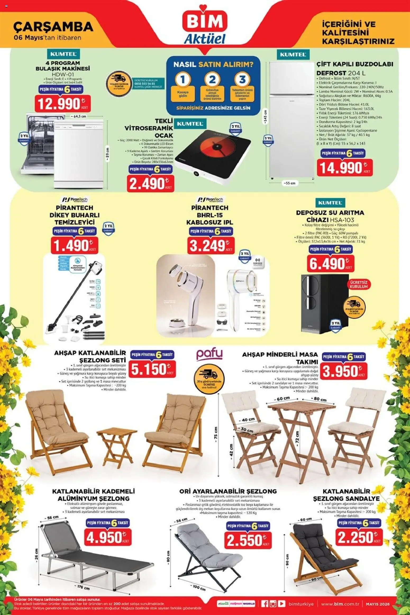 BİM BİM - Katalog Çarşamba 06.05.2026 - Broşürünün önizlemesi - Saat, Su, Buzdolabı, Bulaşık makinesi, Dondurma, Masa, Lamba, Ağırlık