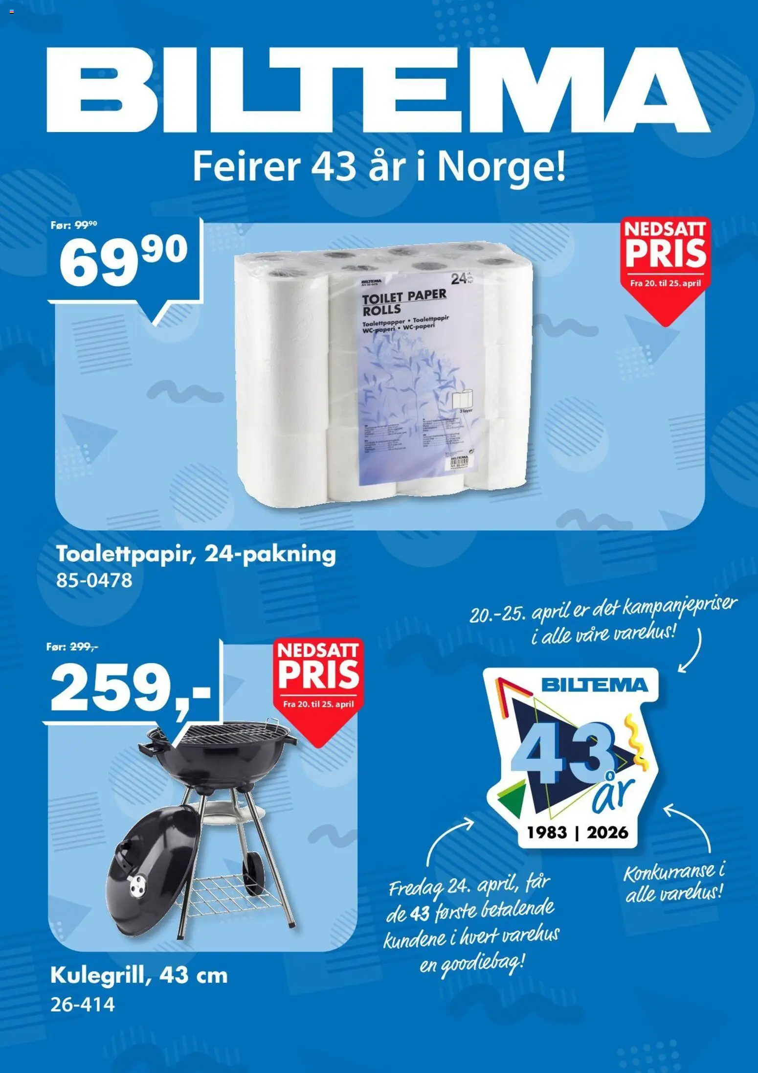 Forhåndsvis Biltema Jubileumbrosjyre fra butikk Biltema gyldig fra 20/04/2026