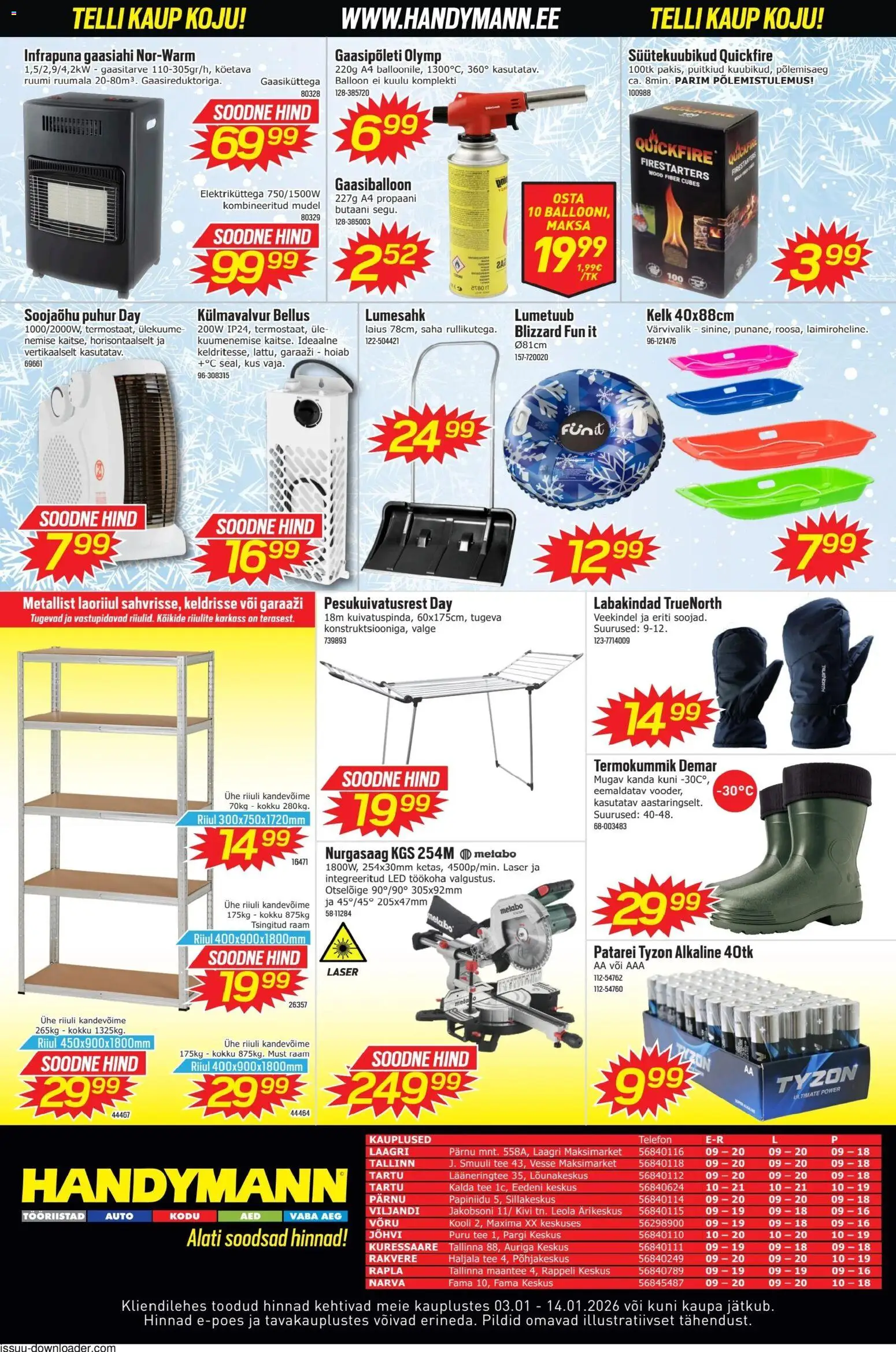 Handymann kliendilehe eelvaade alates 2026.01.03