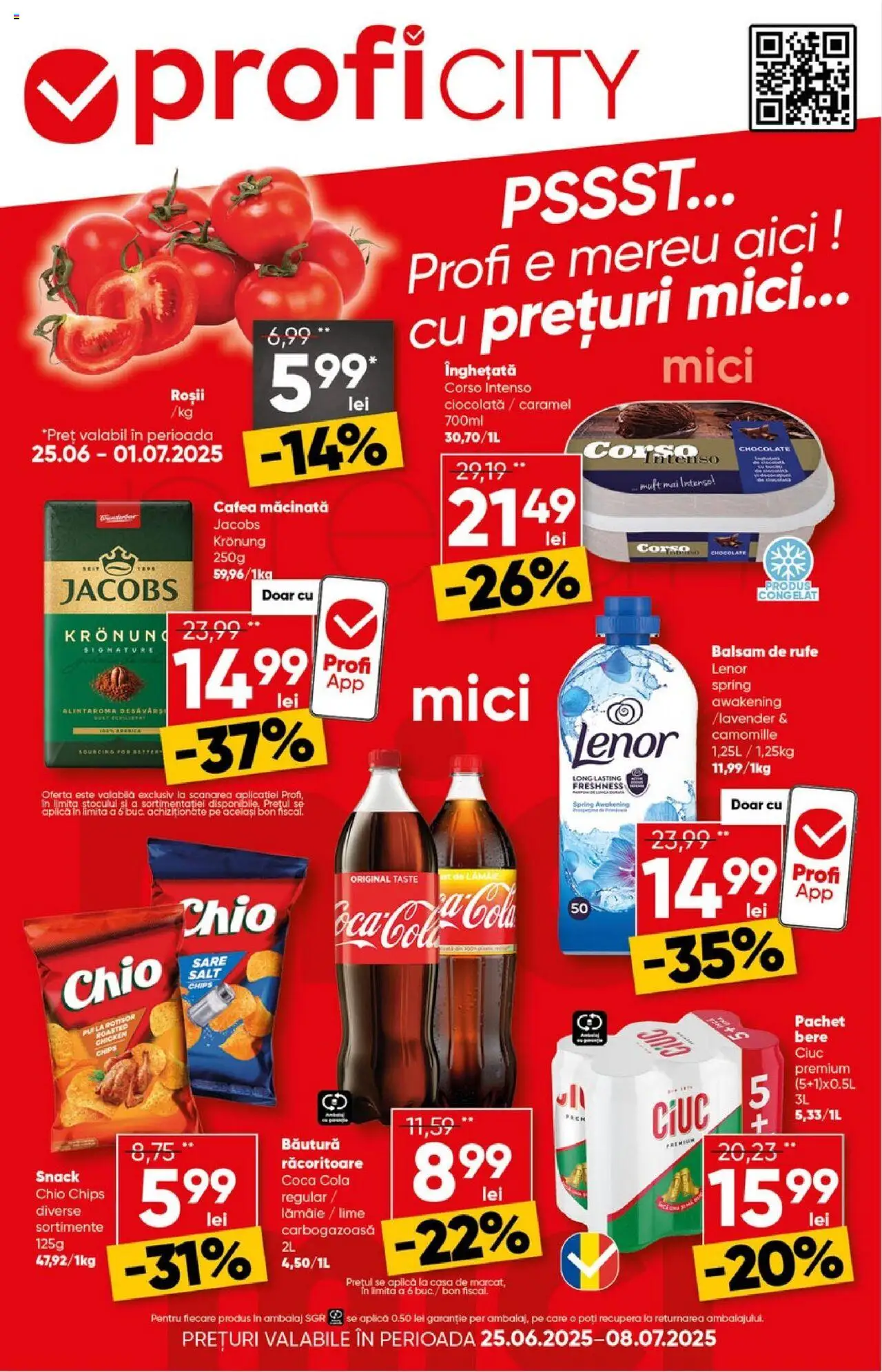Catalog Profi nou 25.06.2025 - Oferte "Revista City" - Pagină 1 - Premium, Pui, Mici, Coca cola, Jacobs, Cafea, Ciocolată, Înghețată