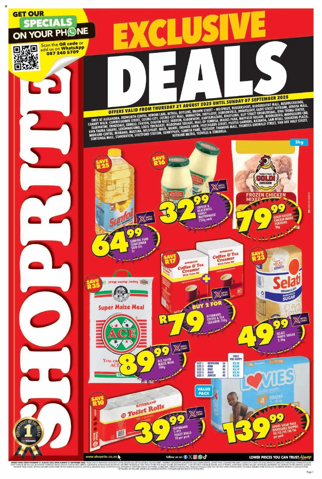 Shoprite Gauteng - Major Deals Exclusive 21/08 - 07/09/2025 >> Catalogue