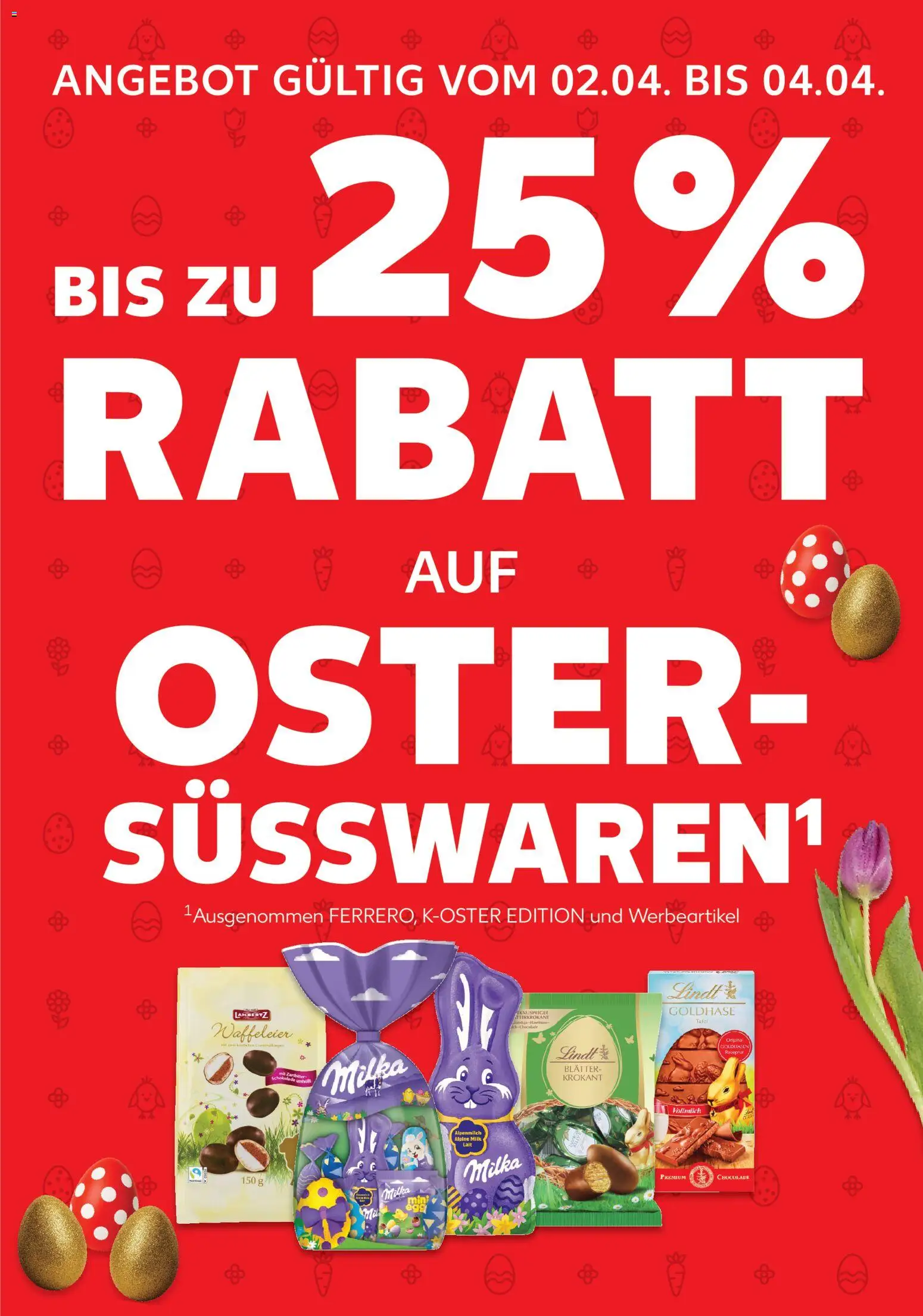 Voorbeeld van Rabatt auf Ostersüßwaren - Köln van winkel Kaufland DE geldig vanaf 02-04-2026 - Chocolade, Lindt, Tafel