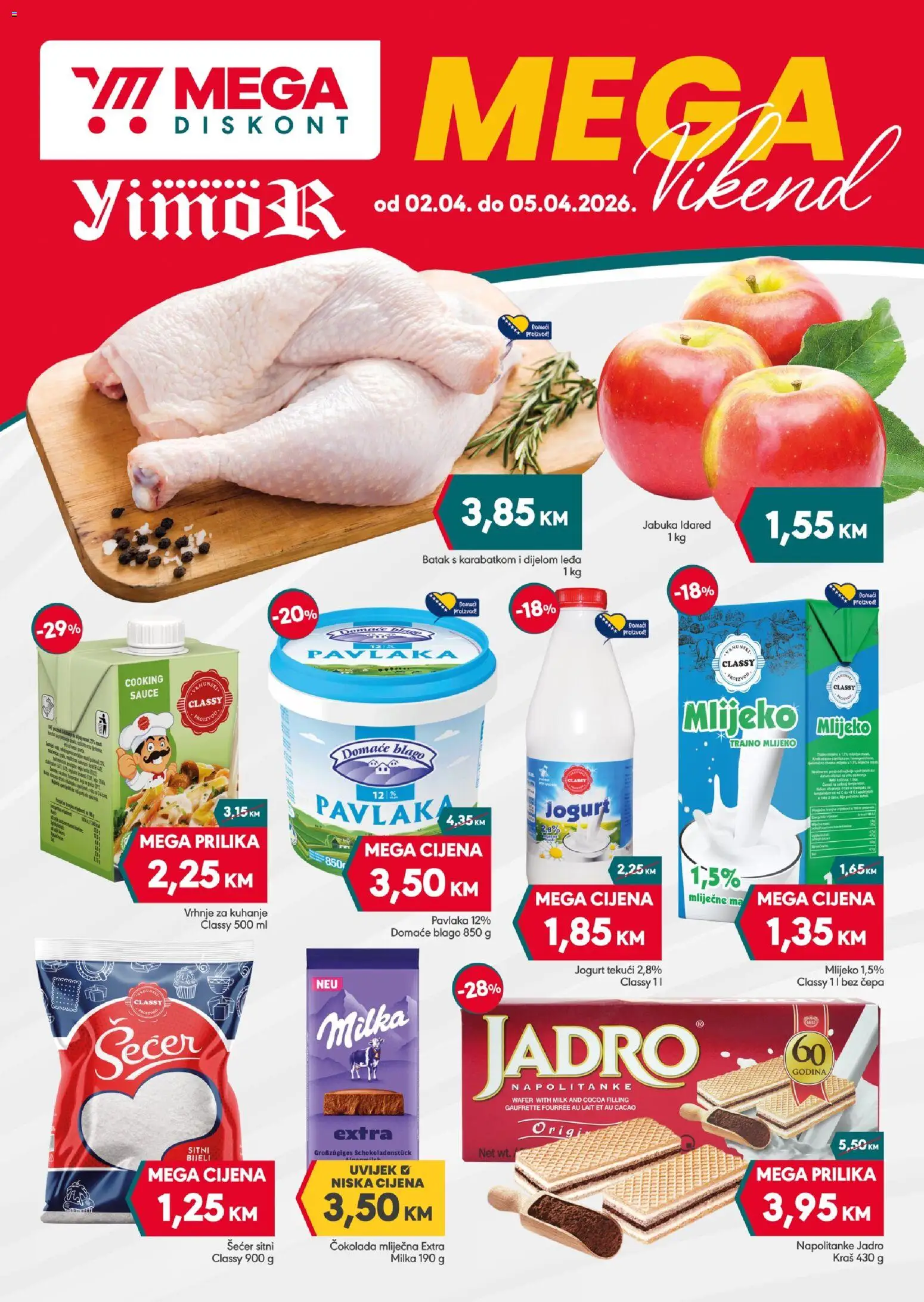 Pregled letka Mega Diskont vikend akcija trgovine Mega Diskont vrijedi od 02.04.2026