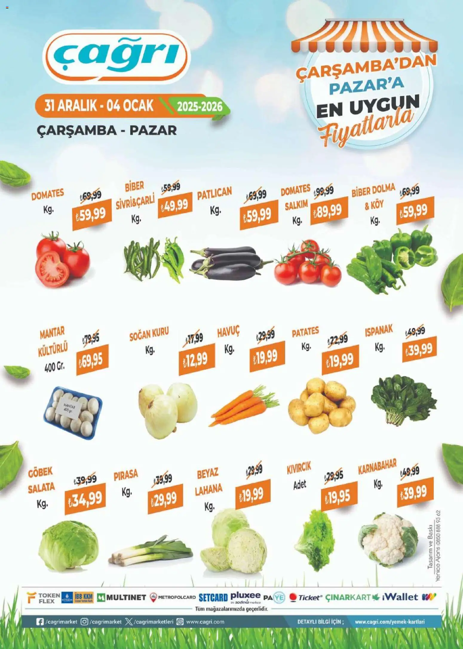 Çağrı Market Manav Katalog 31.12.2025 - Broşürünün önizlemesi - Patates, Domates, Ocak, Ispanak, Lahana, Soğan, Havuç, Biber