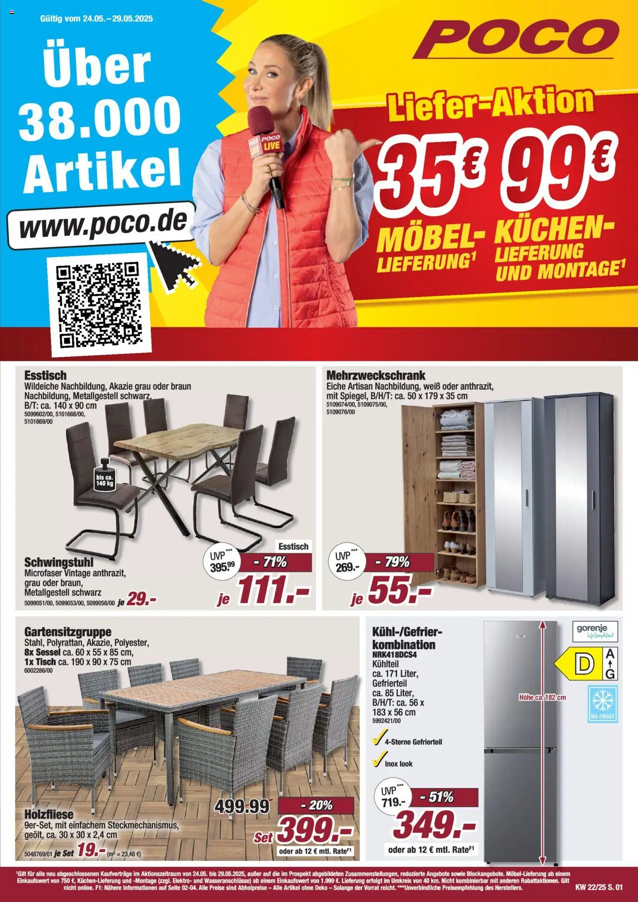 Poco Prospekt (vom 24.05.2025 - 29.05.2025) - Kuchen, Esstisch, Sessel, Tisch, Gorenje