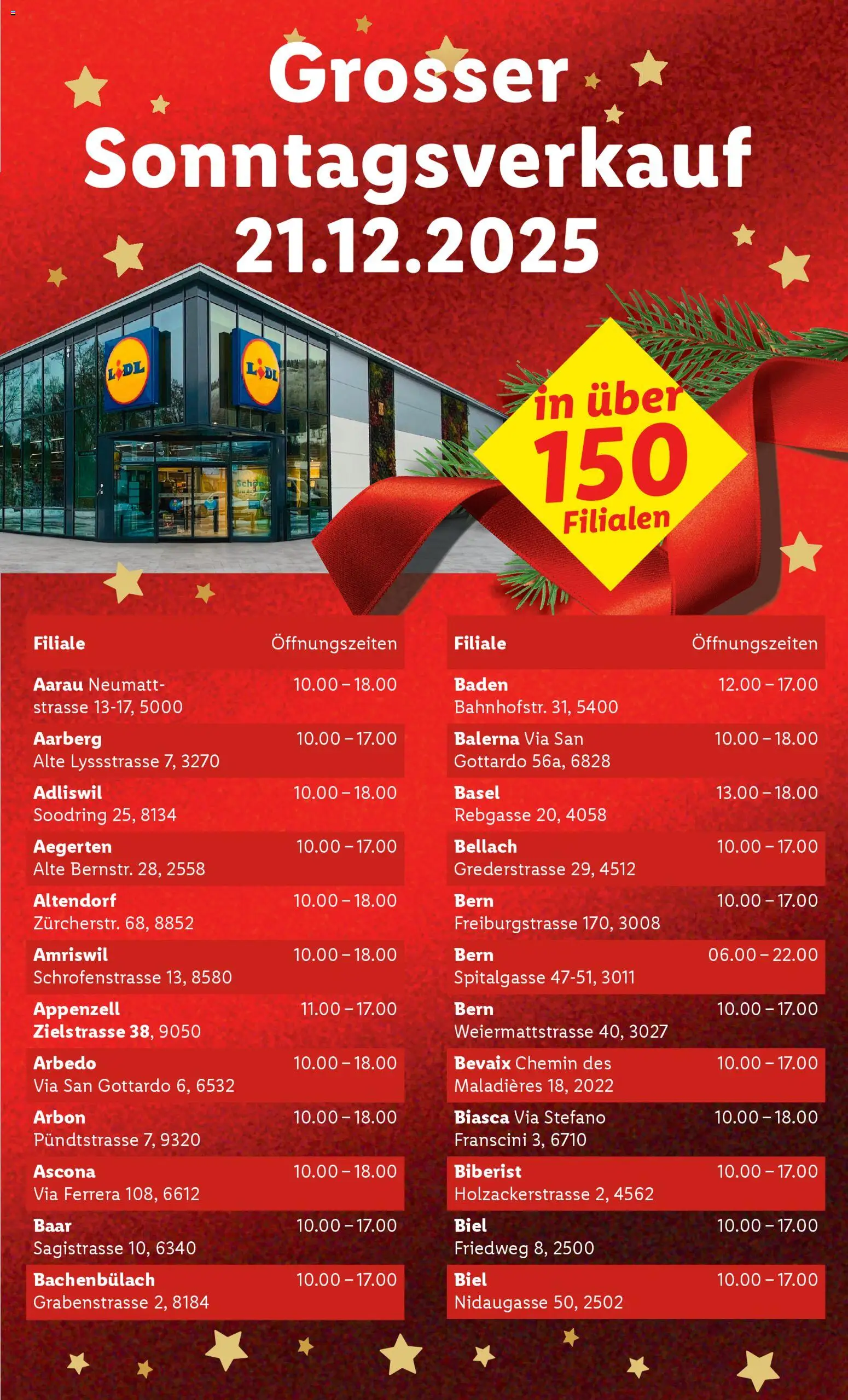 Vorschau des Merkblatts Aktionen Grosser Sonntagsverkauf vom Shop Lidl gültig von 21.12.2025 bis 21.12.2025