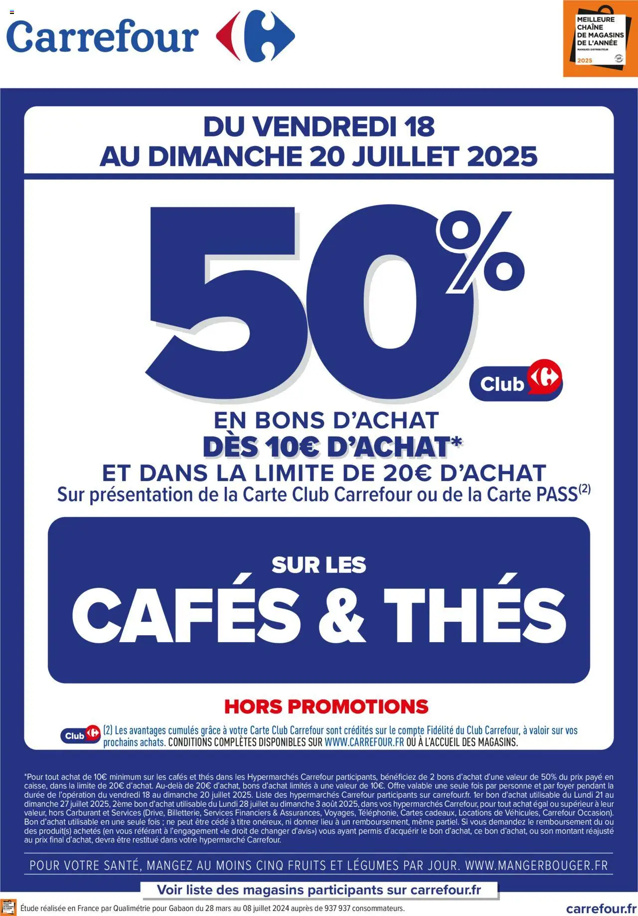 Opération bon d’achat sur les cafés & thés de la boutique Carrefour valable du 18/07/2025 - Page numéro 1