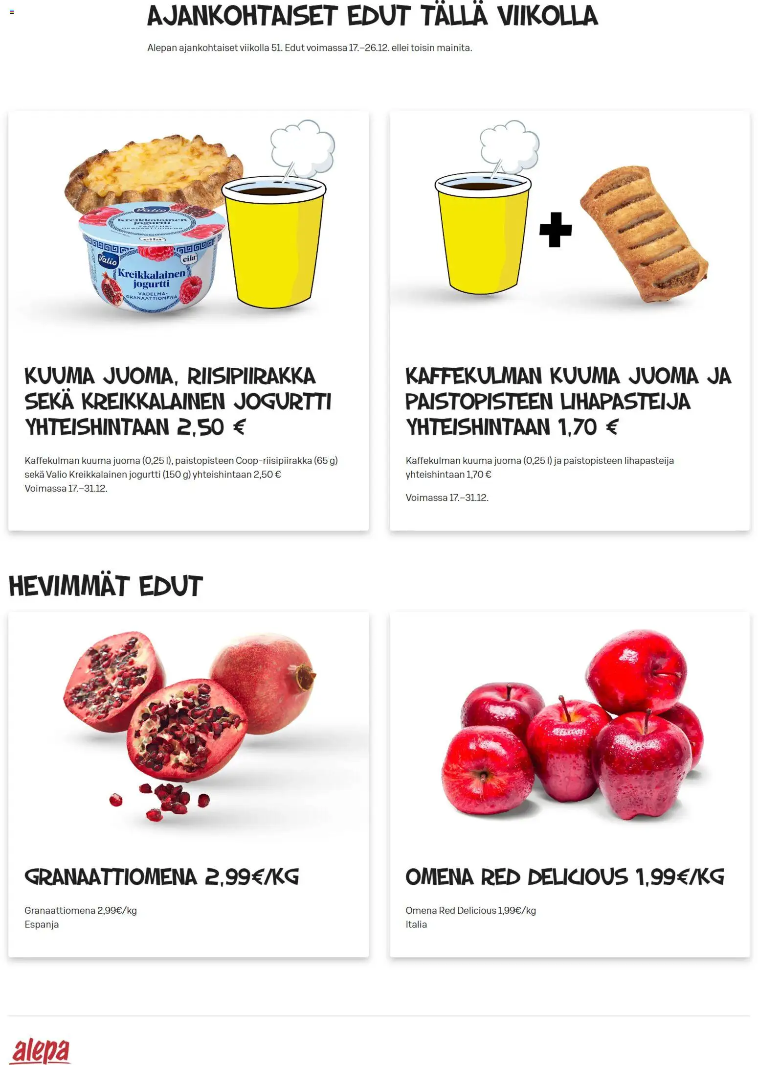 Kaupan Alepa Tarjoukset esikatselu, voimassa 17/12/2025