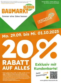 Vorschau von dem Prospekt des Geschäftes Globus Baumarkt, gültig ab dem 29.09.2025
