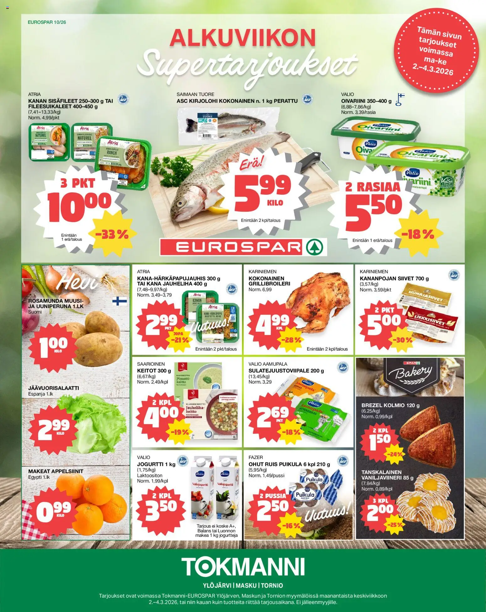 Kaupan Tokmanni EUROSPAR esikatselu, voimassa 02/03/2026