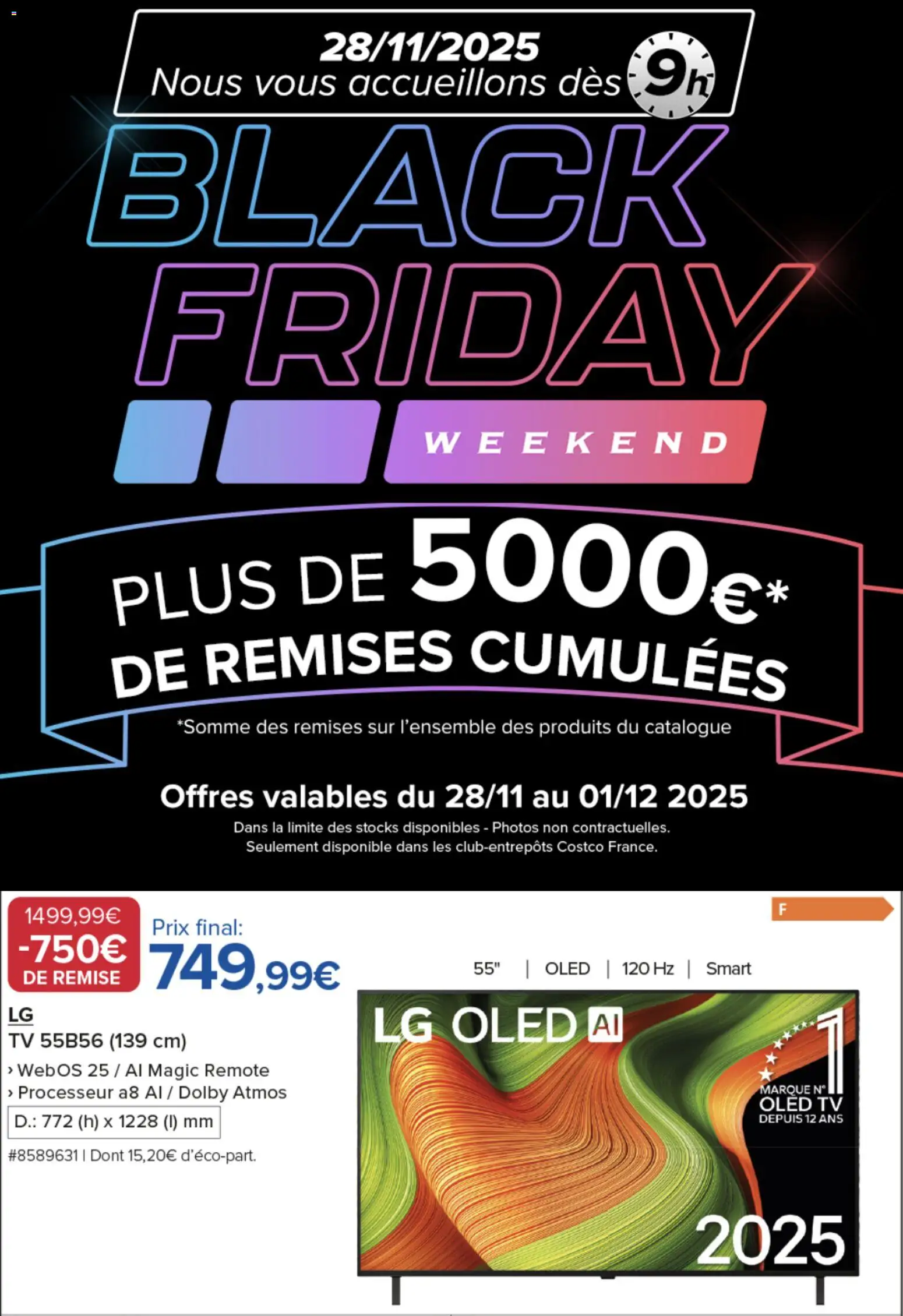 Prévisualisation de Black Friday weekend du magasin Costco formulaire valide 28/11/2025