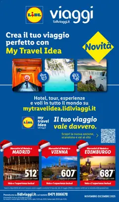Anteprima dell'opuscolo Volantino Viaggi dal negozio Lidl valido da 01/11/2025