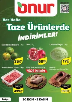 Onur Market Taze Ürünlerde İndirimler - Trakya 30.10.2025 - Broşürünün önizlemesi