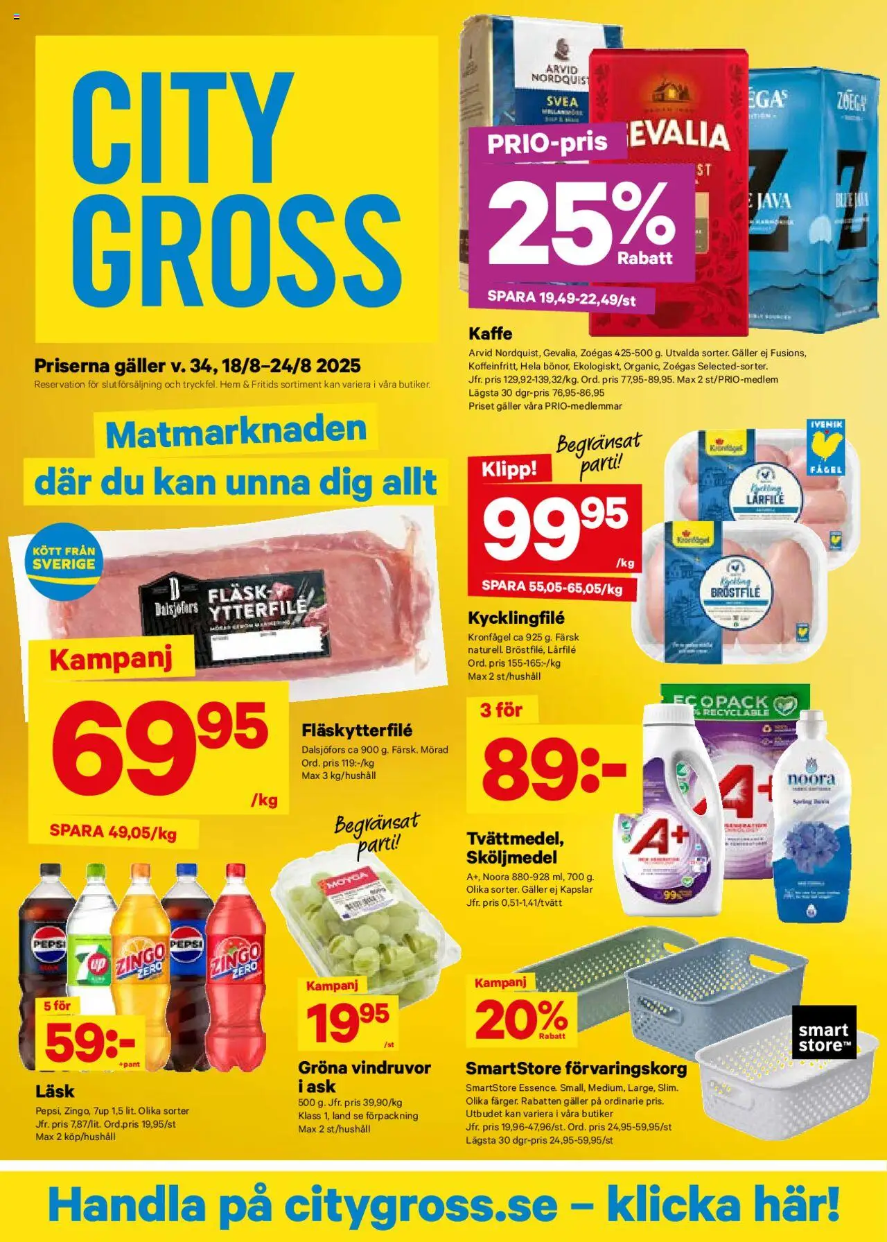 Aktuella reklamblad City Gross är giltig 18/08 2025 > Veckans Erbjudanden gäller från 18/08/2025 till 24/08/2025 sidnummer 1