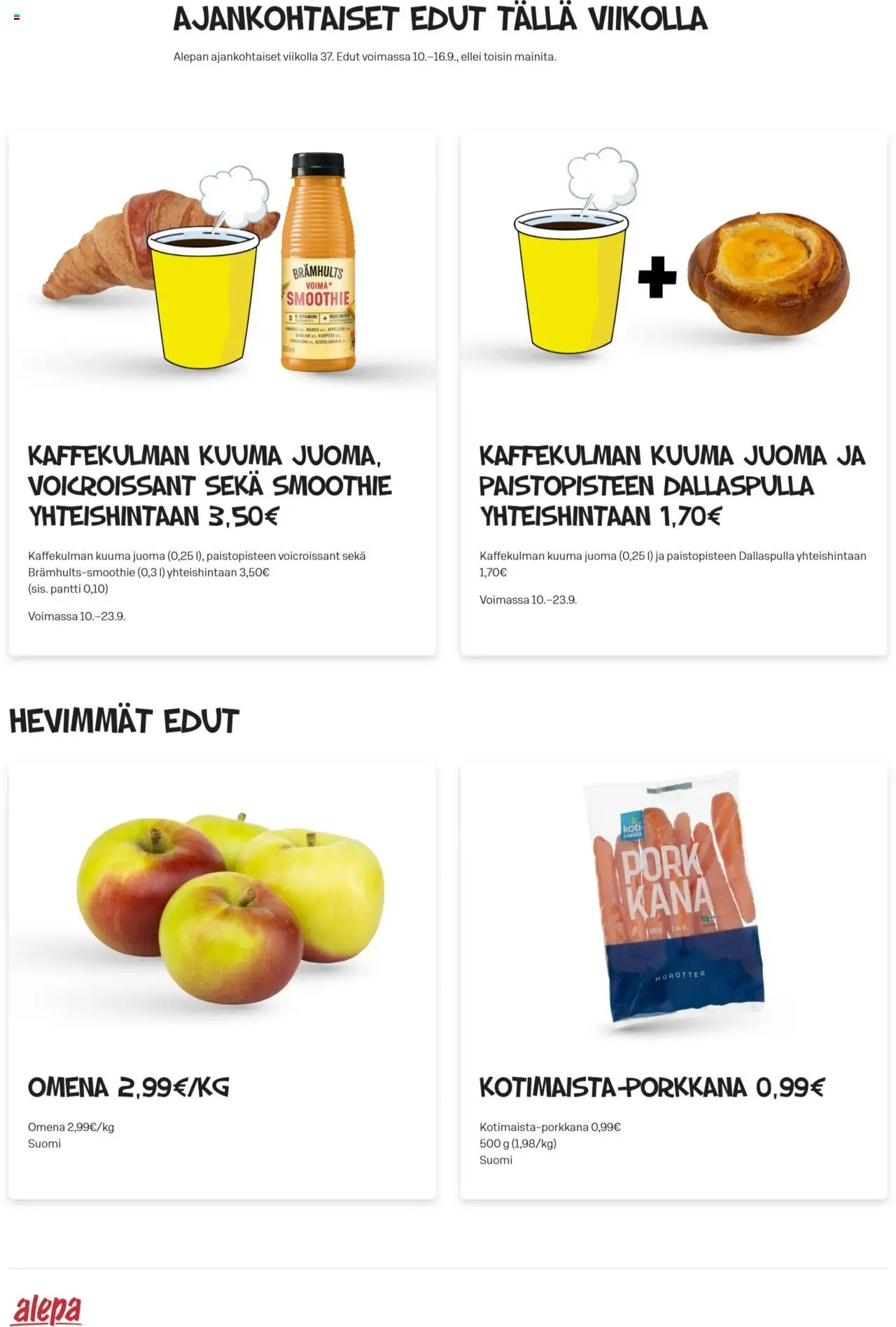 Alepa-kaupan Tarjoukset voimassa 10/09/2025 - Sivulla 1
