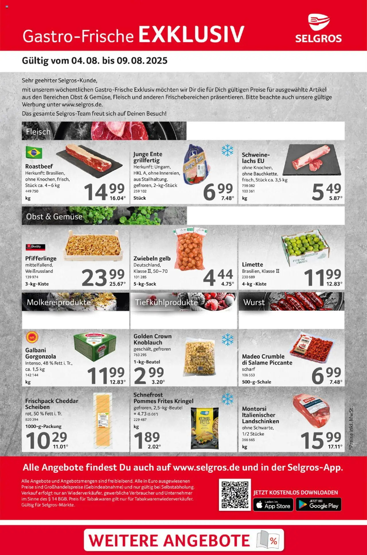 Selgros Gastro Angebote (vom 04.08.2025 - 09.08.2025)