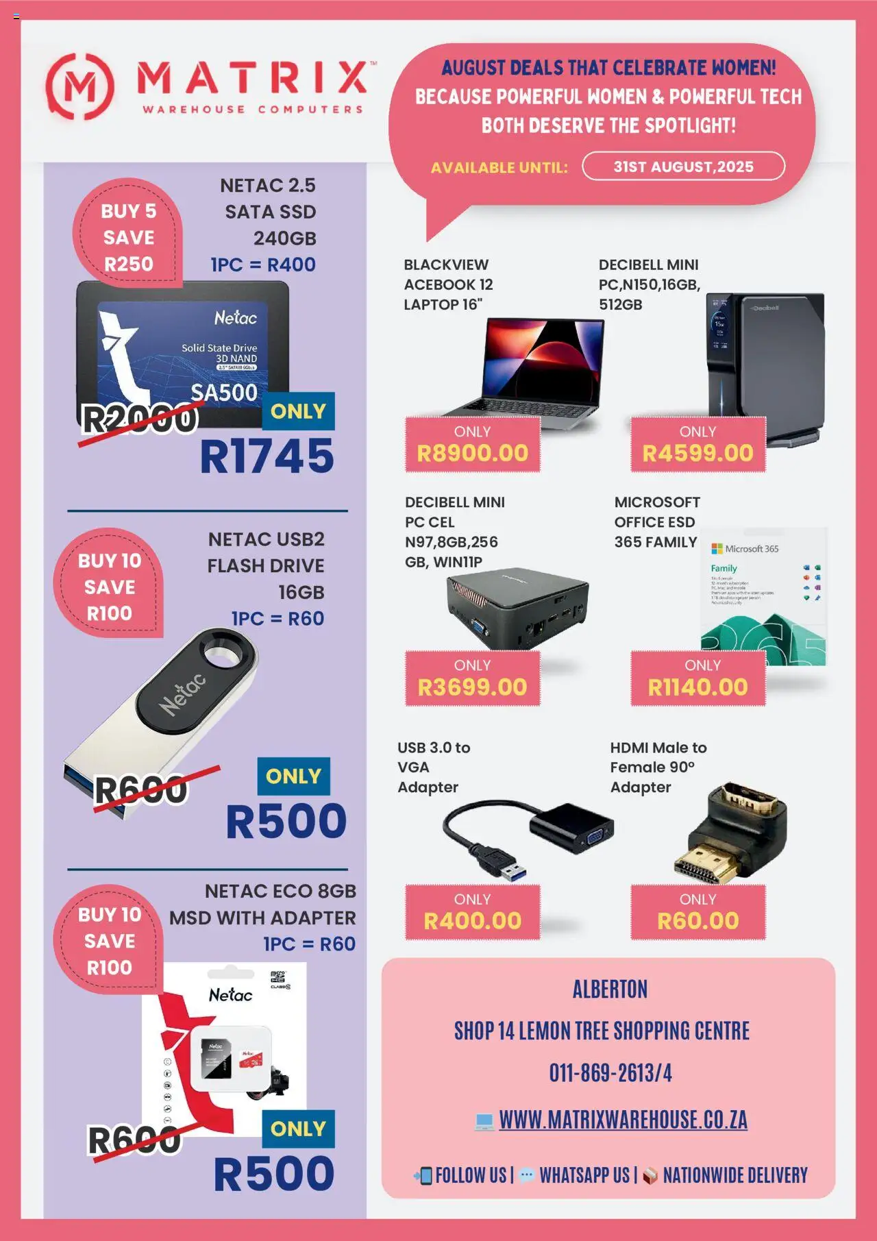 Matrix Warehouse Specials from 01/08 - 31/08/2025 > Promotions