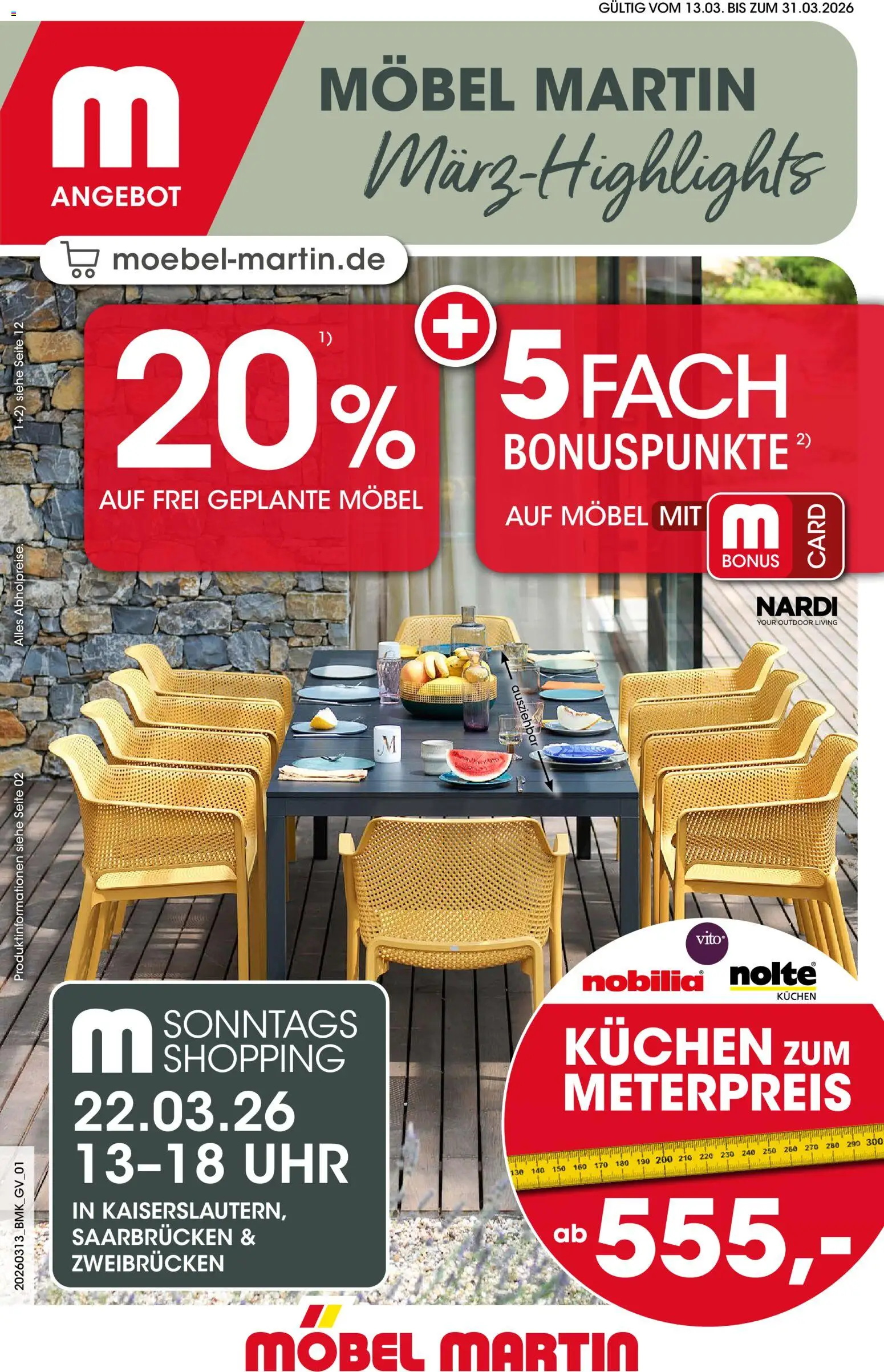 Vorschau von dem Prospekt des Geschäftes Möbel Martin, gültig ab dem 13.03.2026 - Uhr, Kuchen