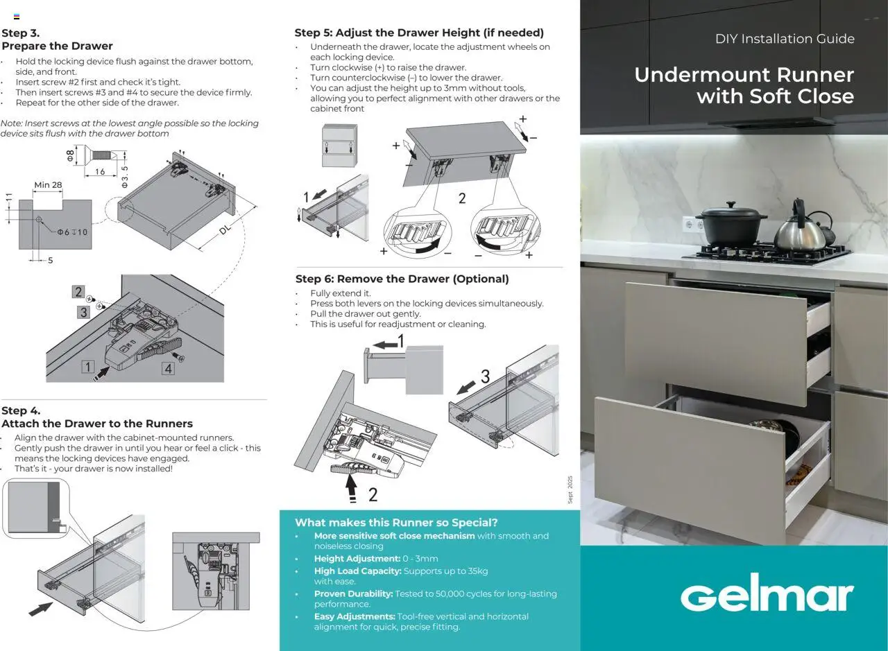 Gelmar Undermount Runner with Soft Close from from Monday 01/09/2025 > Promotions