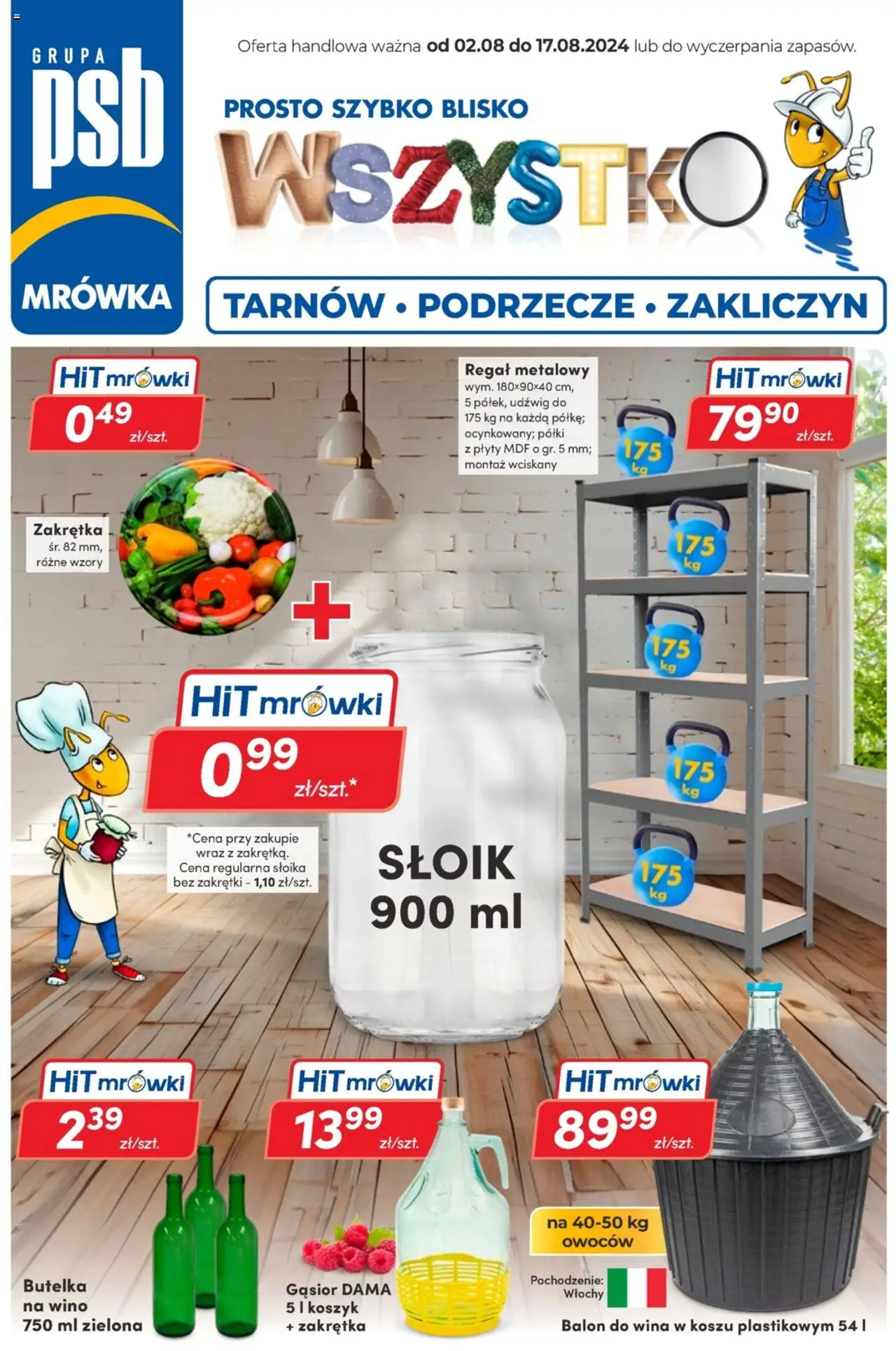 Pogląd gazetki "Gazetka" ze sklepu Mrówka ważnej od 02.08.2024 - Wino, Regał metalowy, Regał, Plyty