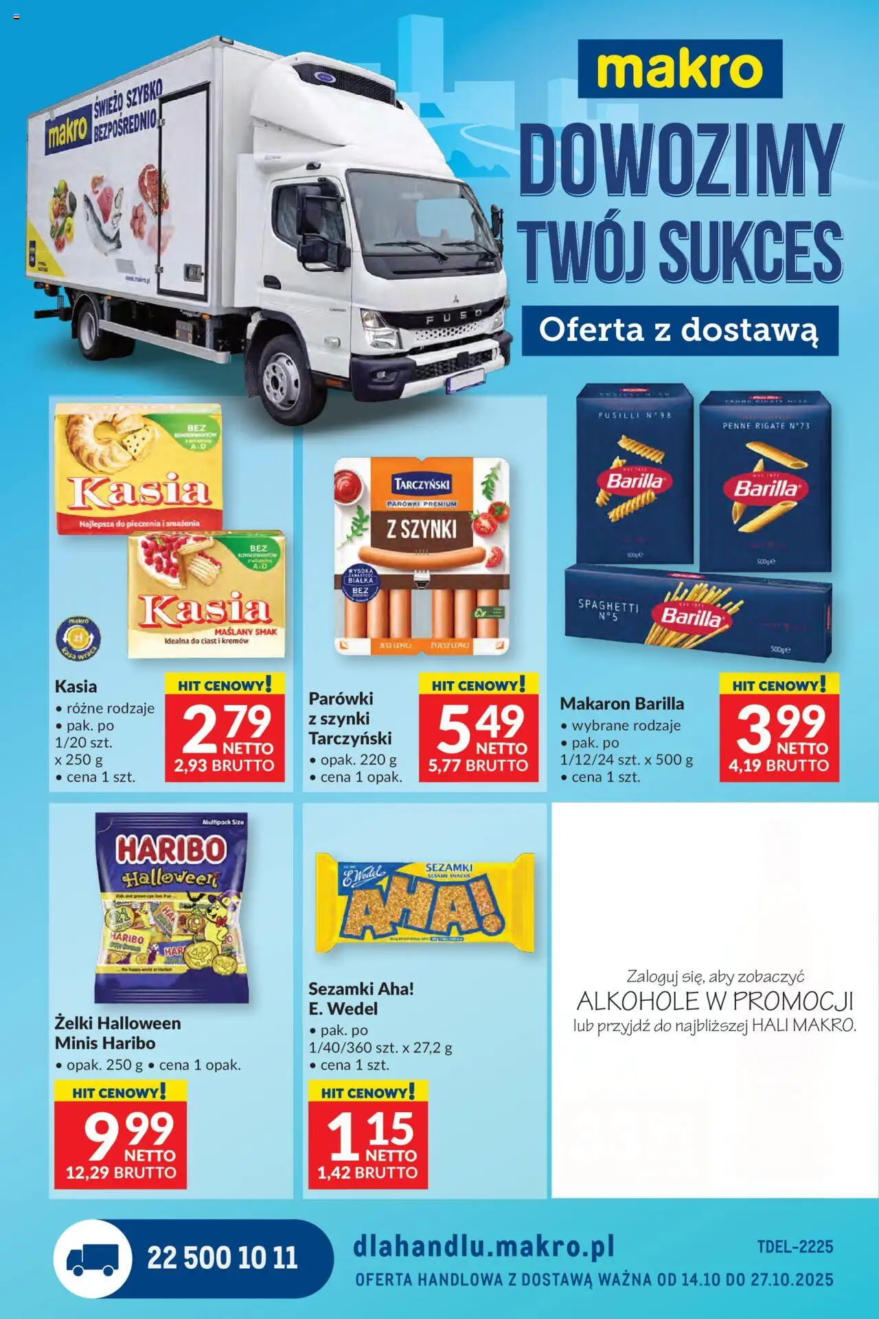 Makro Dystrybucja do sklepów od 14.10.2025 - Nowa Gazetka - Numer strony 1 - Alkohole, Makaron, Spaghetti, Żelki, Penne, Parówki, Makaron Barilla, Barilla