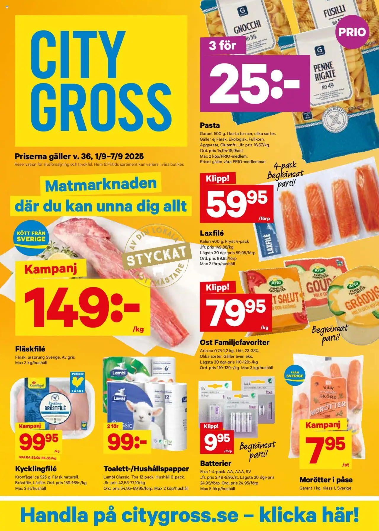 Aktuella reklamblad City Gross är giltig 01/09 2025 > Veckans Erbjudanden gäller från 01/09/2025 till 07/09/2025 sidnummer 1