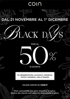 Anteprima dell'opuscolo Black Friday dal negozio Coin valido da 23/11/2025
