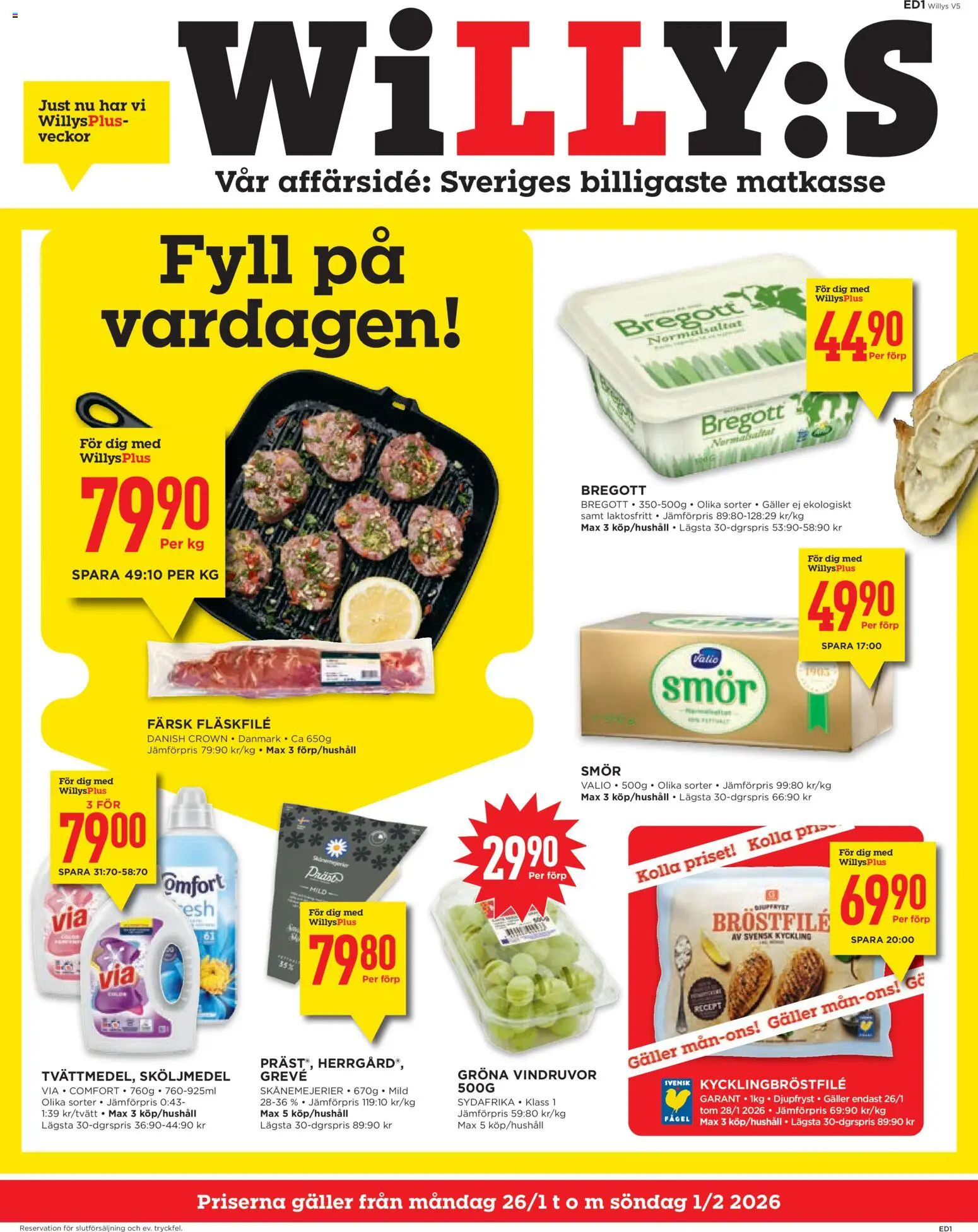 Förhandsgranska reklamblad Aktuella reklamblad Willys från butik Willys gäller från 26/01/2026