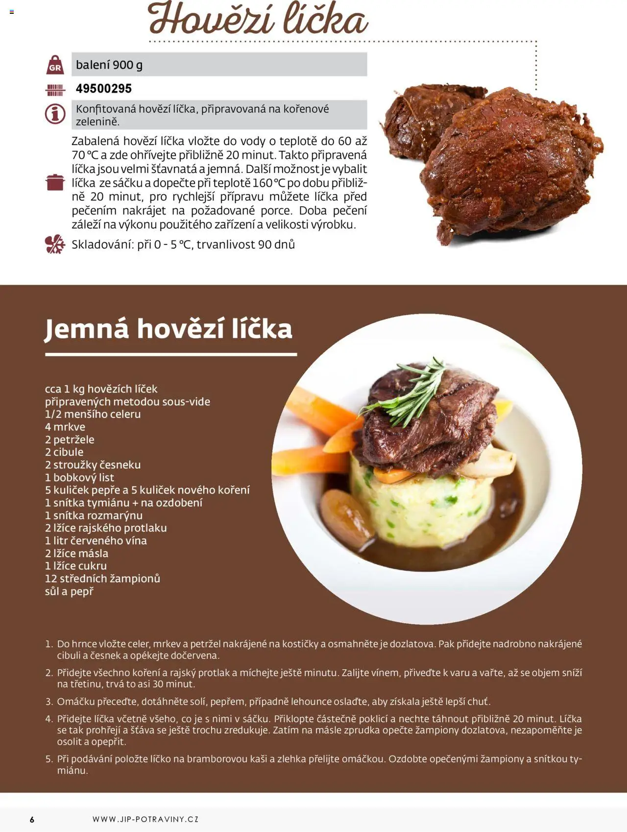 Jip Katalog sous-vide 2024/25 (od pondělí 30.12.2024) - strana 6 - Koření, Petržel, Mrkev, Česnek, Cibule, Hovězí líčka, Hrnce, Lžíce