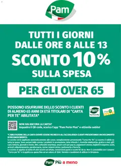 Anteprima dell'opuscolo Volantino Sconto 10% Anziani Over 65 - tutti i giorni dal negozio PAM valido da 01/01/2026