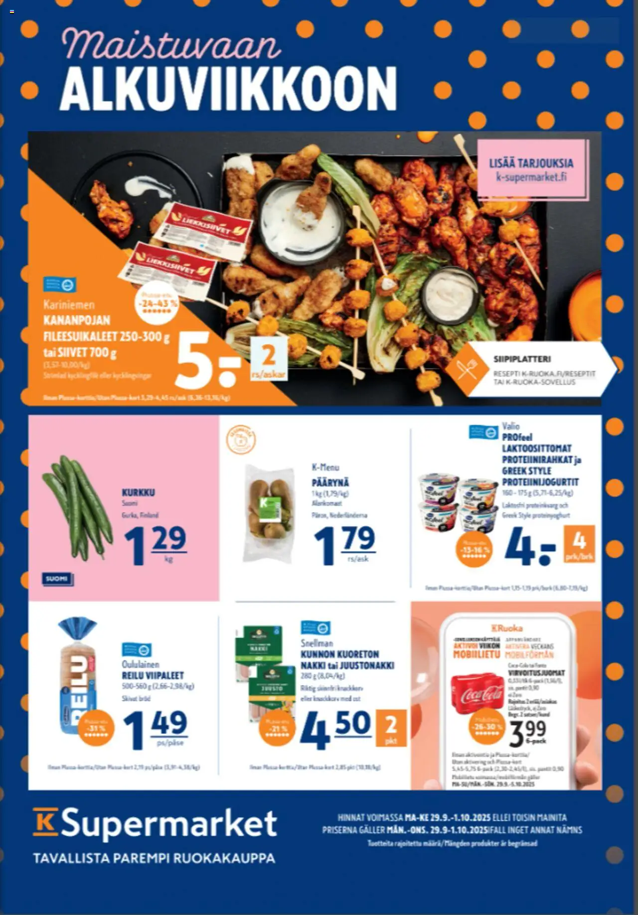 K-Supermarket-kaupan Tarjoukset voimassa 29/09/2025 - Sivulla 1 - Kurkku