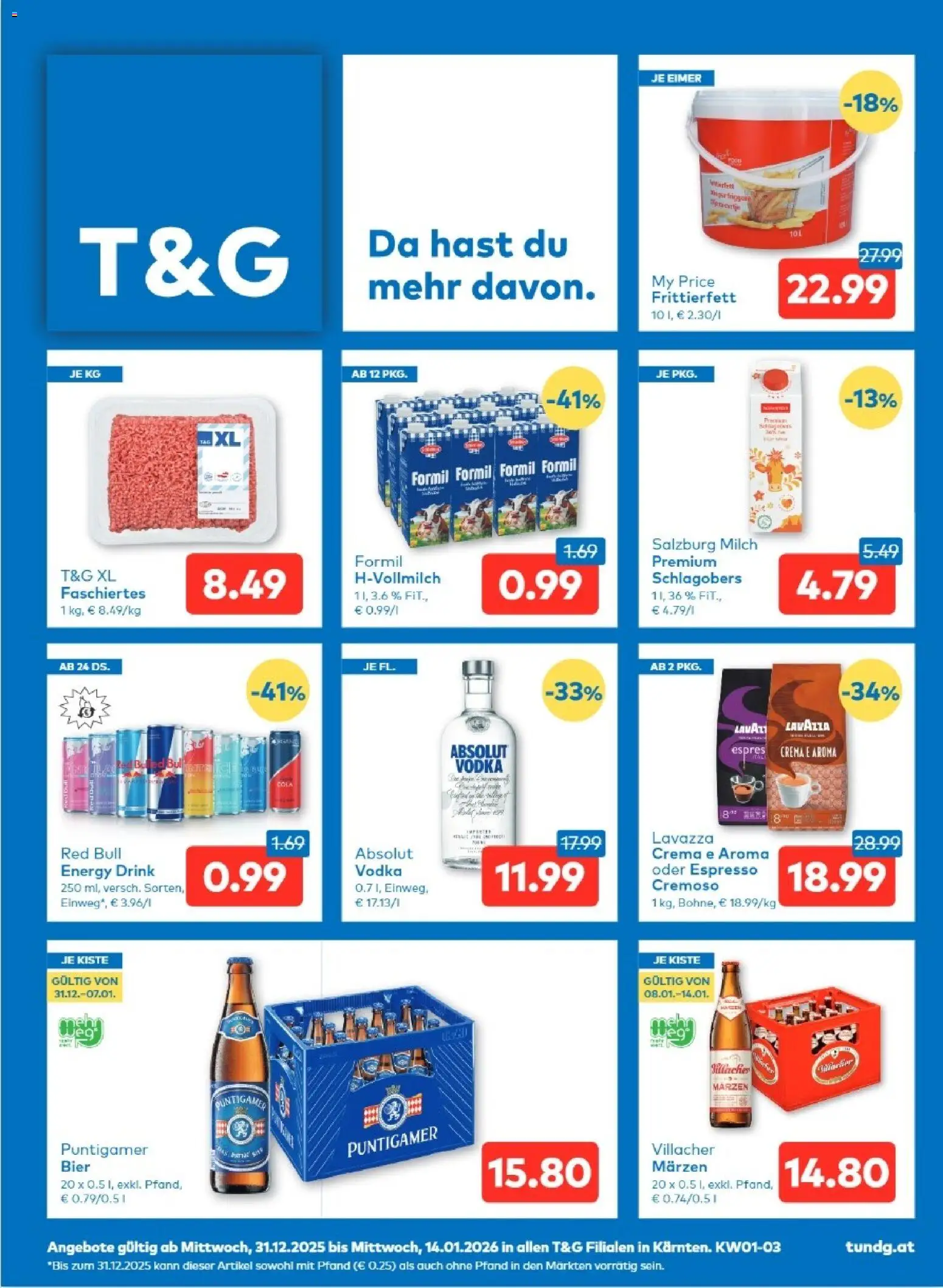 Vorschau der Angebote: T&G Kärnten gültig ab 31.12.2025 - Bier, Milch