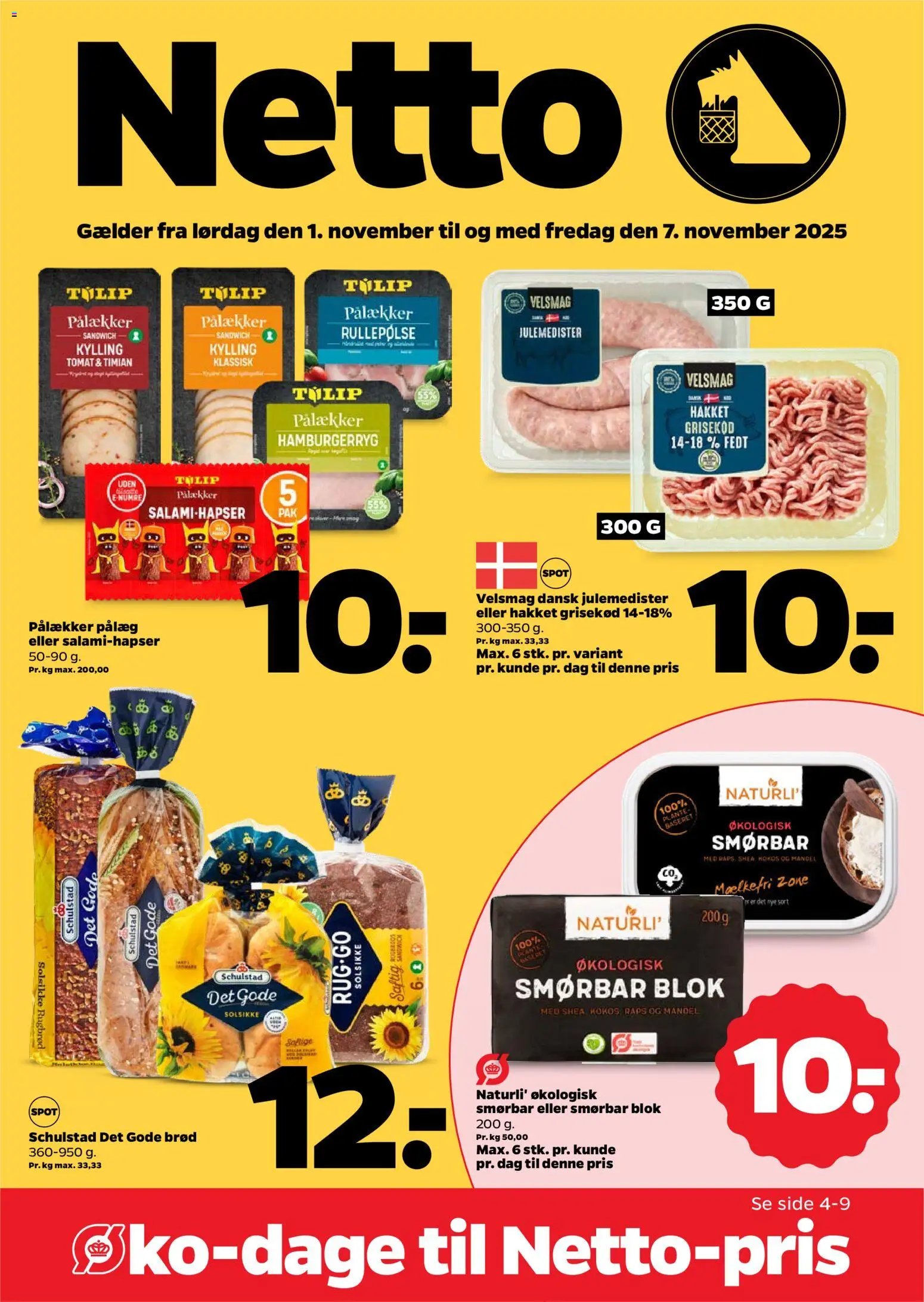 Eksempel på tilbudsavis Tilbudsavis fra butik Netto gyldig fra 01/11/2025 - Hamburgerryg, Brød, Rugbrød, Timian, Pålæg, Rullepølse