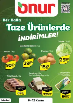 Onur Market Taze Ürünlerde İndirimler - İstanbul 06.11.2025 - Broşürünün önizlemesi