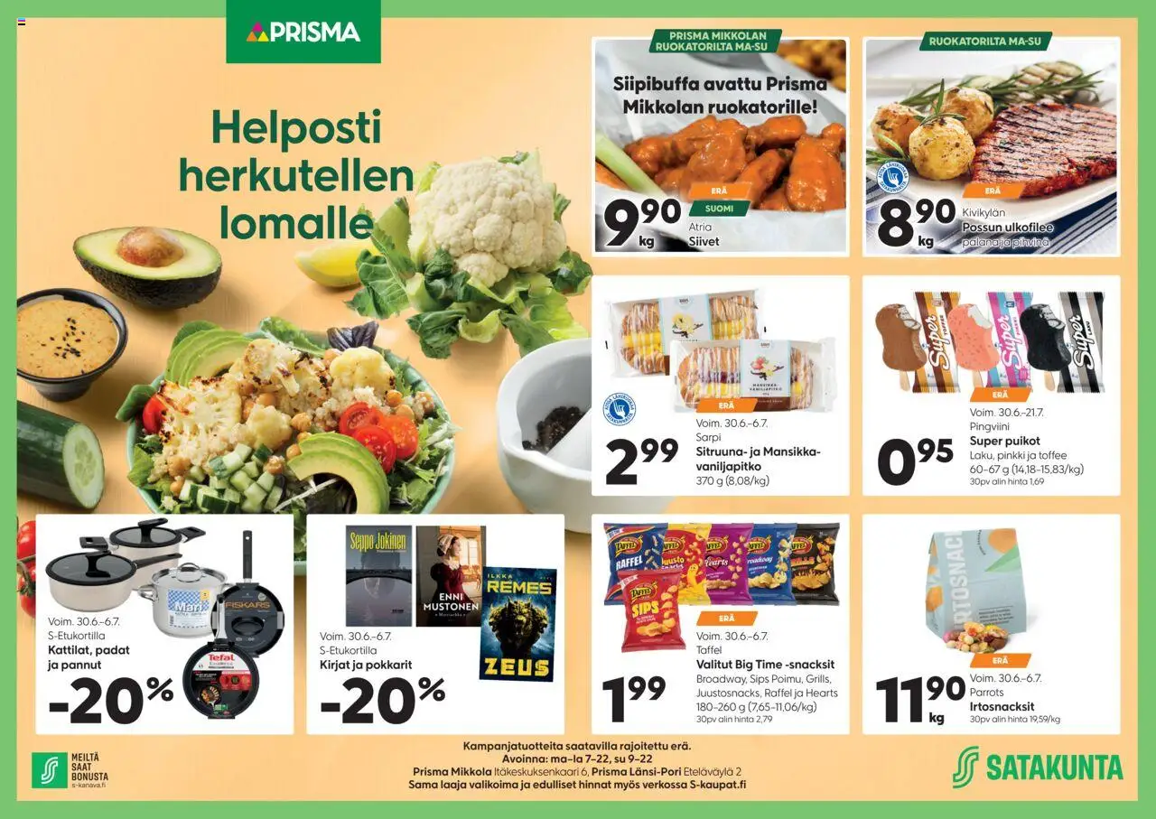 Prisma-kaupan Tarjoukset - Helposti herkutellen lomalle voimassa 30/06/2025 - Sivulla 1