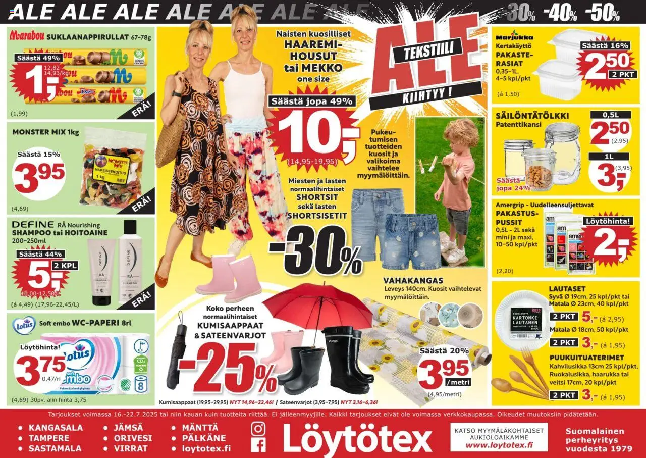 Löytötex-kaupan Tarjoukset voimassa 16/07/2025 - Sivulla 1