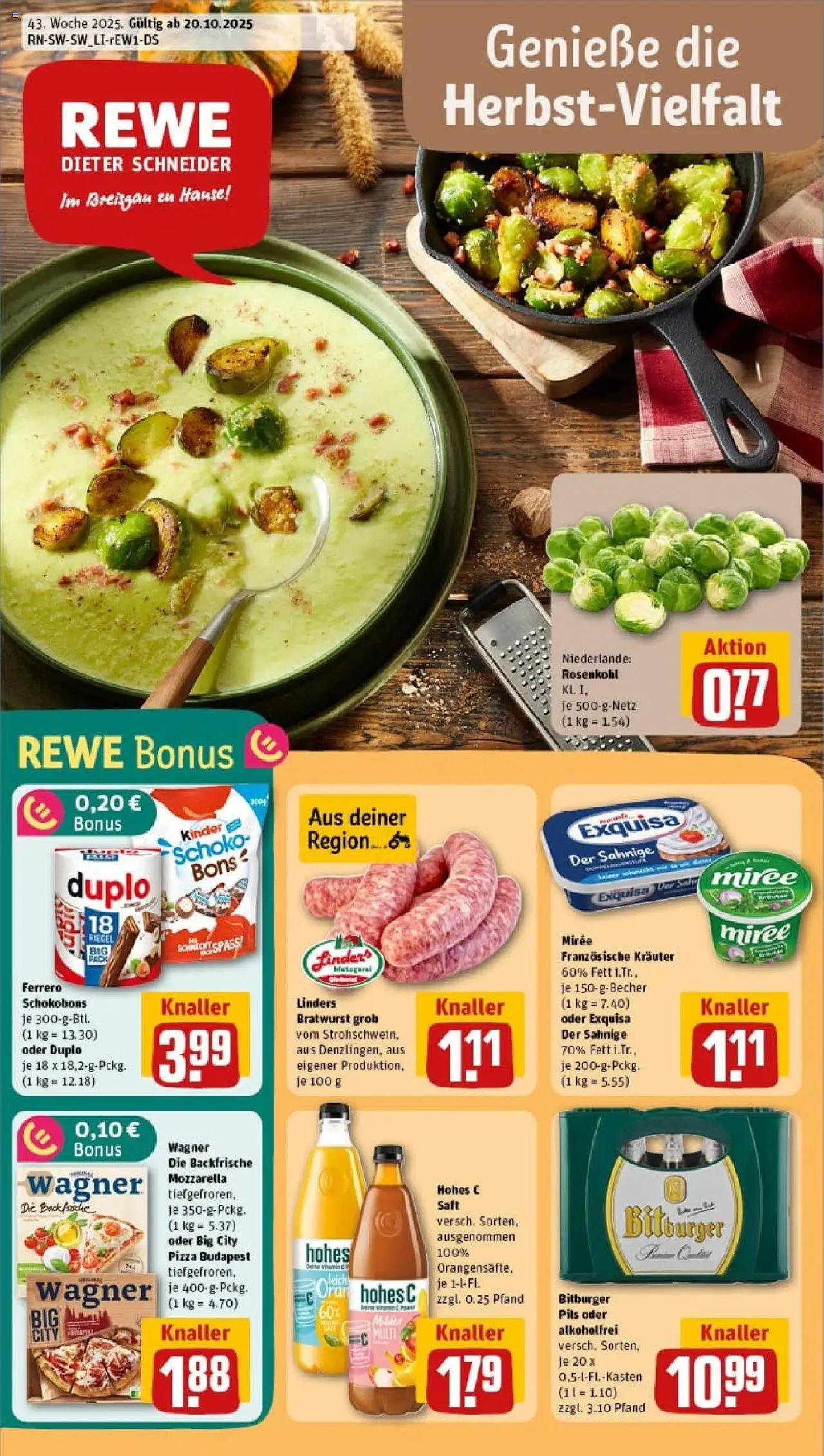REWE Prospekt ab 19.10.2025 nächste Woche - Prospekt Freiburg / Munzingen	