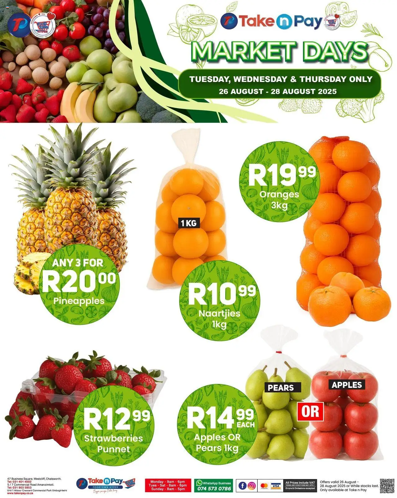 Take n Pay Market Day from 26/08 - 28/08/2025 > Promotions