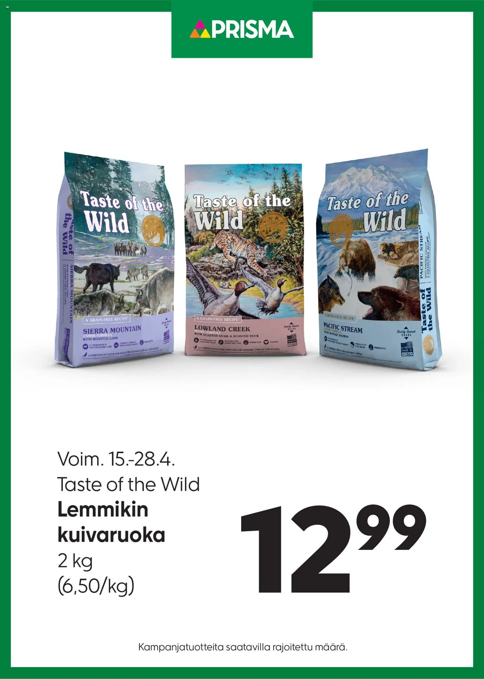 Kaupan Prisma Prisma tarjoukset Lemmikin kuivaruoka esikatselu, voimassa 15/04/2026