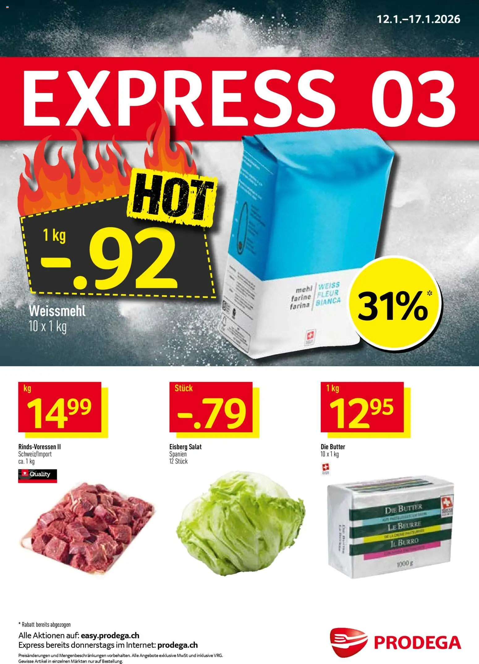 Vorschau des Merkblatts Aktionen vom Shop Prodega gültig von 12.01.2026 bis 17.01.2026 - Salat, Butter, Mehl