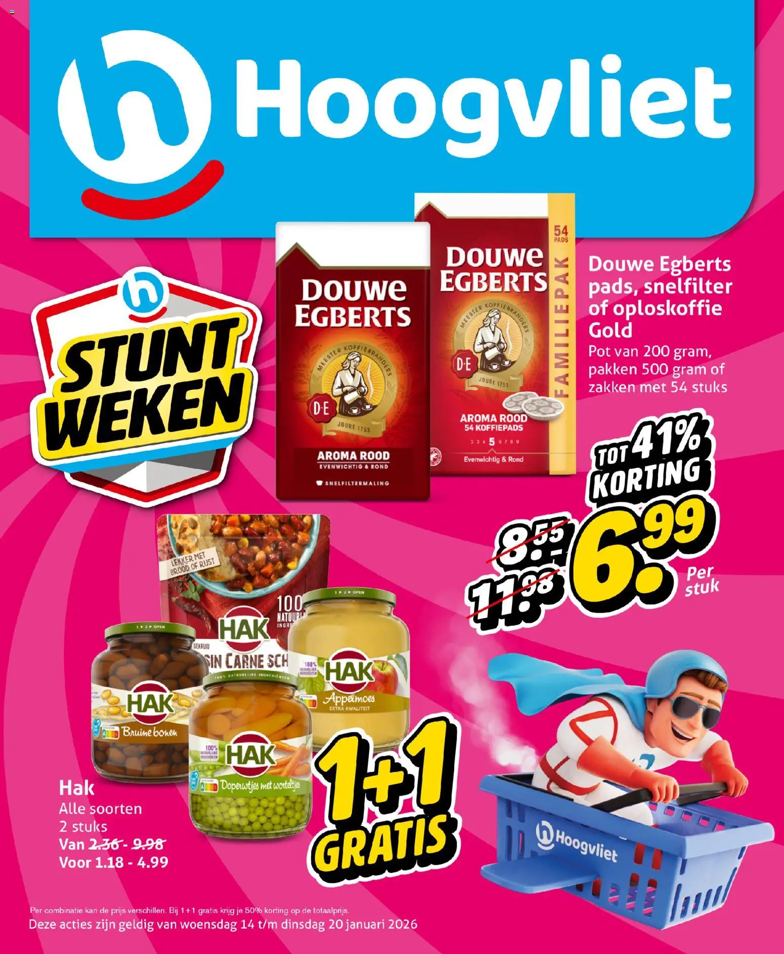 Voorbeeld van Folder van winkel Hoogvliet geldig vanaf 14-01-2026 - Brood, Rijst, Kan, Pads, Bonen, Oploskoffie, Appelmoes, Koffiepads