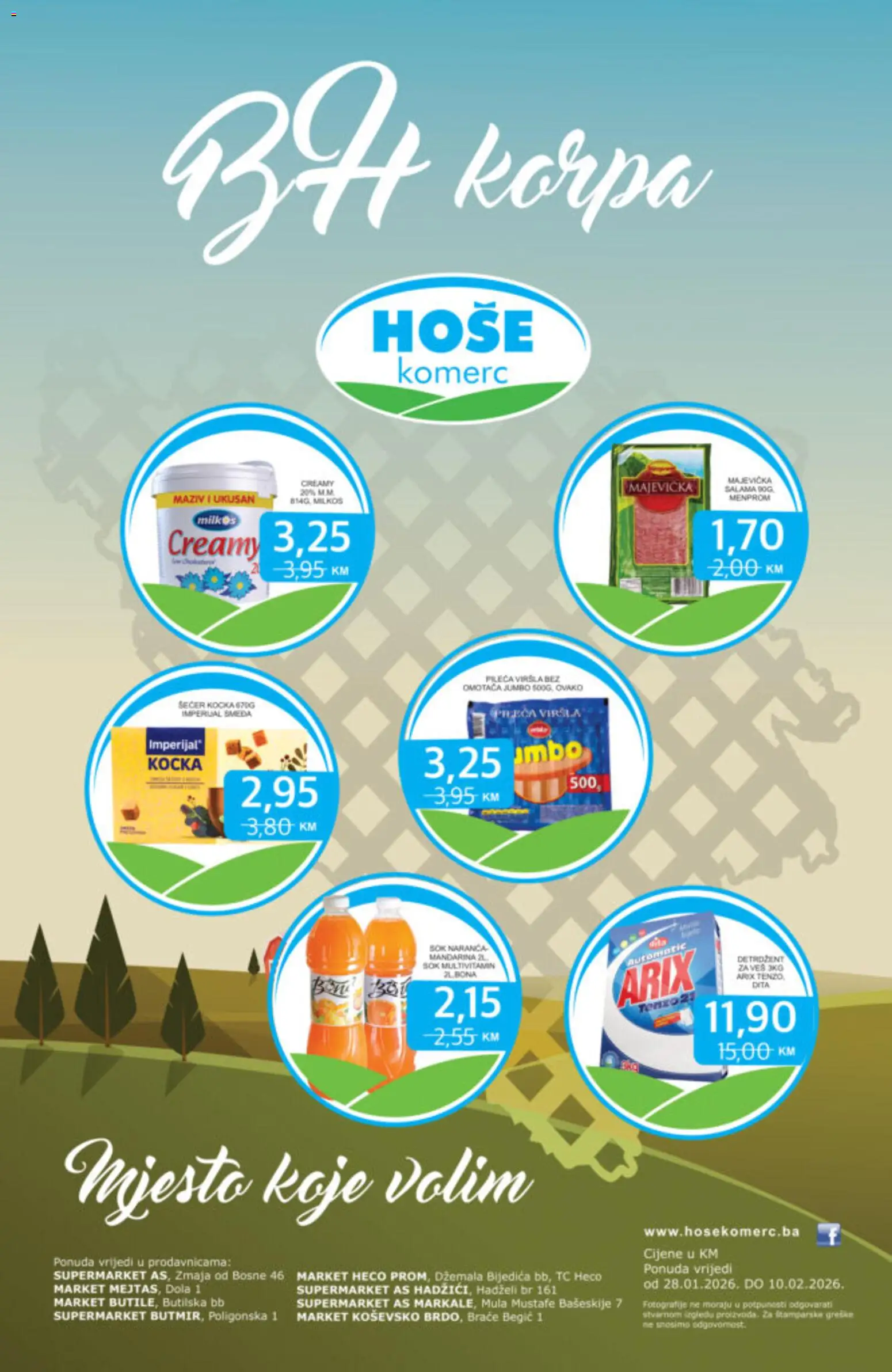Pregled letka BH korpe trgovine Hoše komerc vrijedi od 28.01.2026.