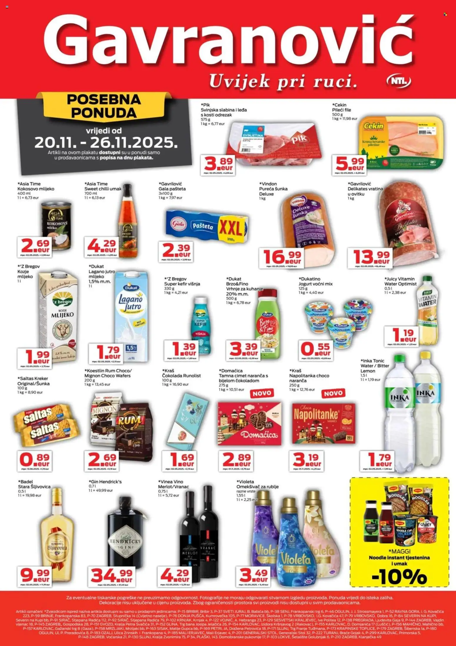 Pregled letka Katalog trgovine Gavranović vrijedi od 20.11.2025