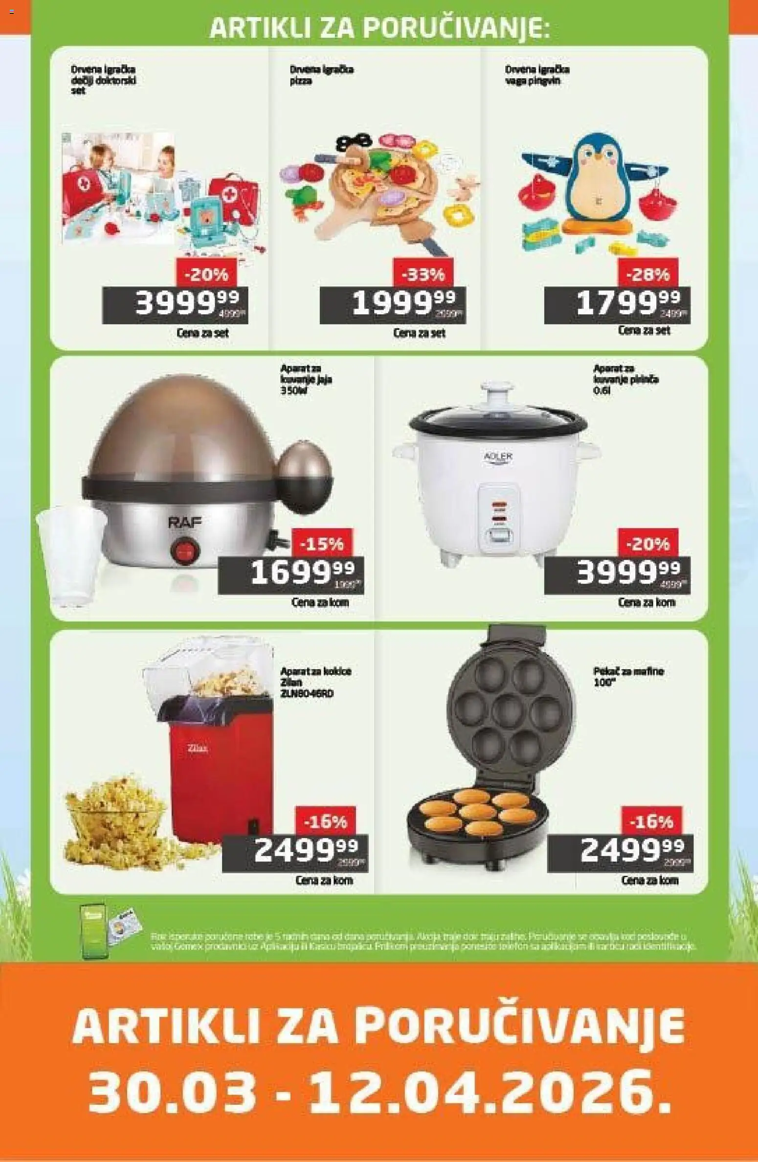 Pregled Gomex kataloga - važi od 30.03.2026 - Aparat za kokice, Vaga, Kokice, Jaja, Pekač