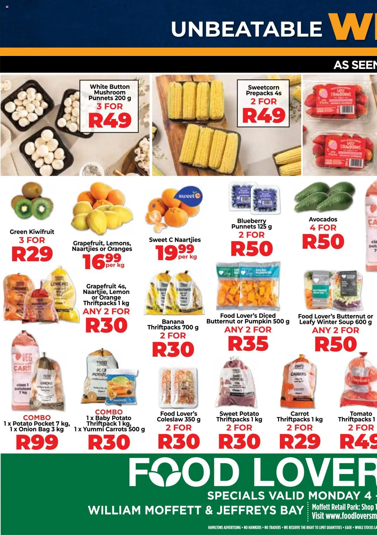 Food Lover's Market Eastern Cape - Weekly Specials from 04/08 - 10/08/2025 > Promotions - Bag, Oranges, Avocados, Grapefruit, Lemon, Carrots, Soup, Onion