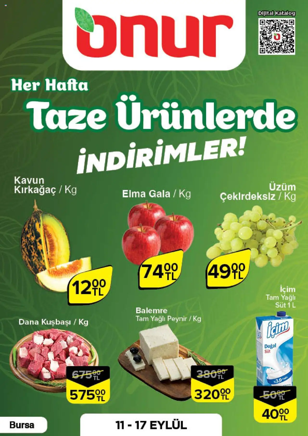 ONUR MARKET Katalog Taze Ürünlerde İndirimler - Bursa (11 Eylül 2025) - Indirim, Broşür - Sayfa numarası 1