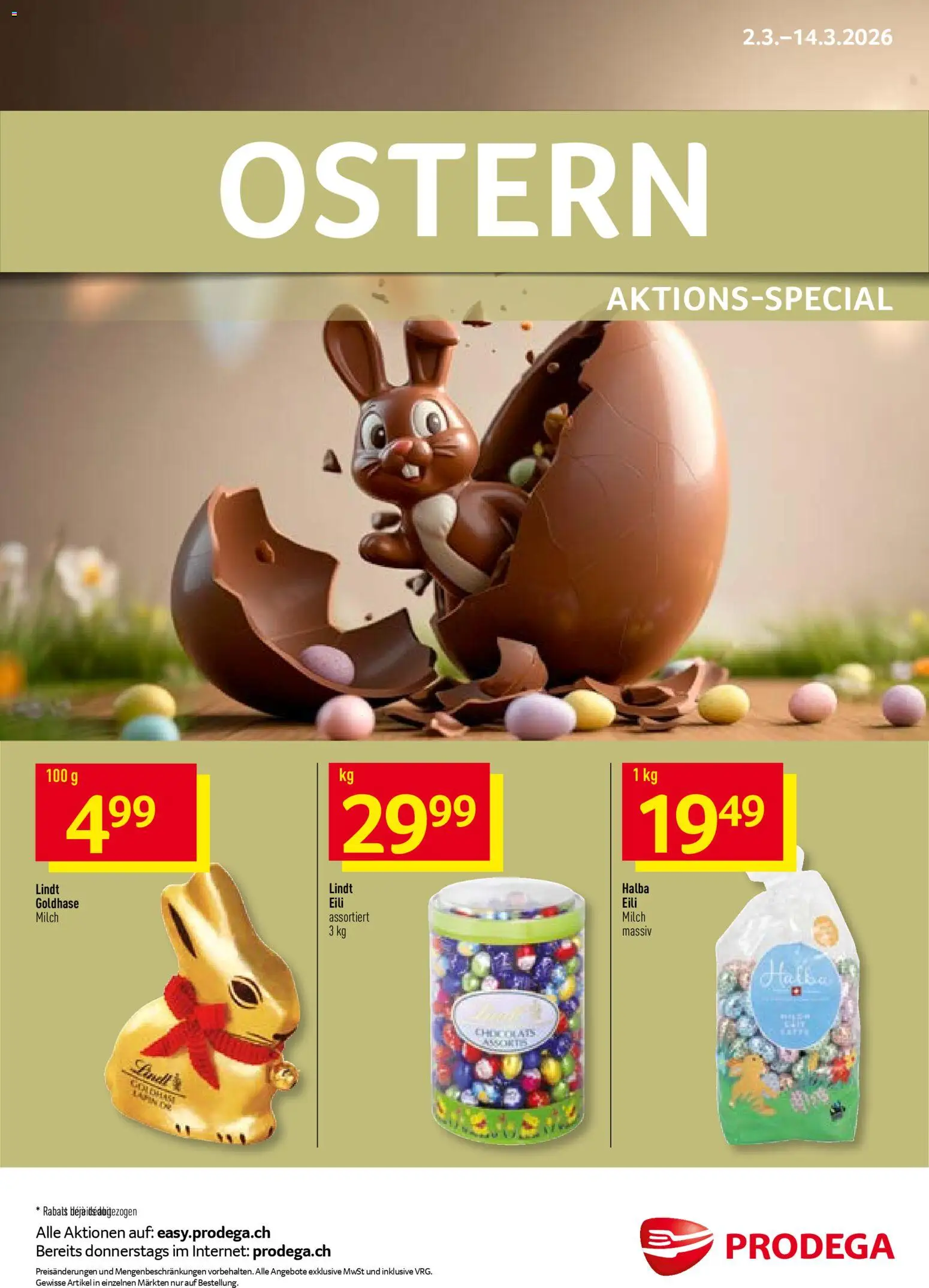 Vorschau des Merkblatts Prodega Aktionen Ostern vom Shop Prodega gültig von 02.03.2026 bis 14.03.2026