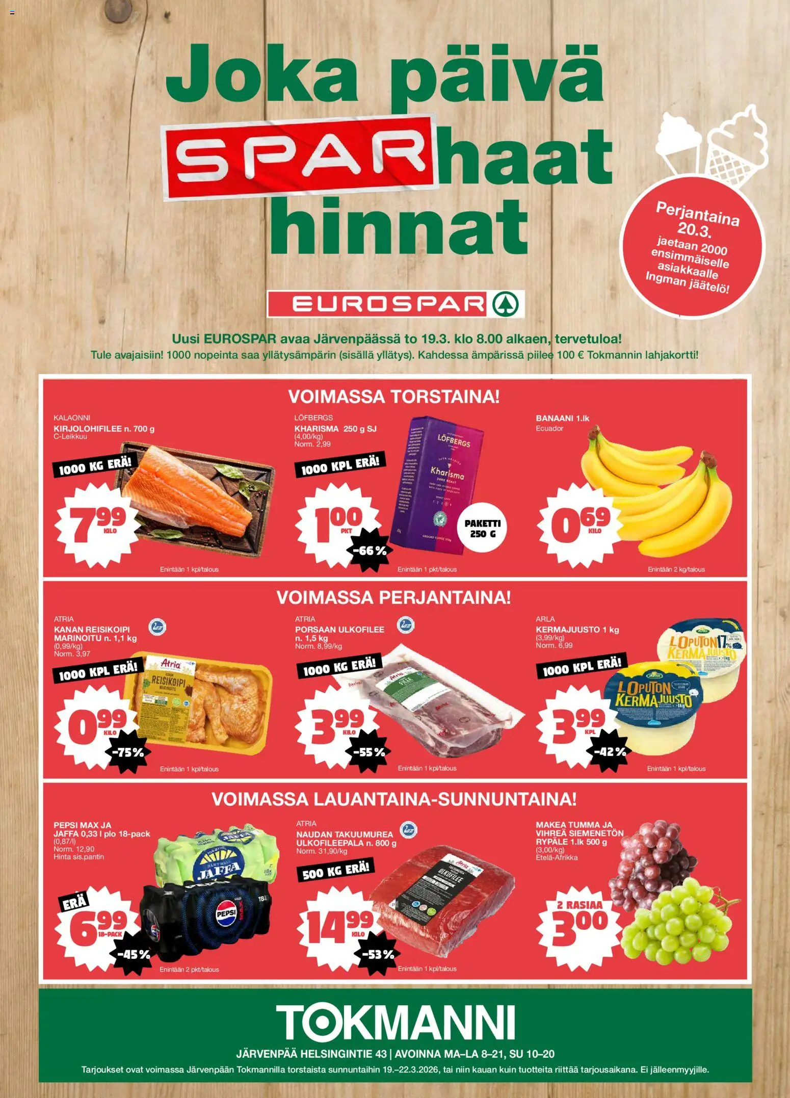 Kaupan Tokmanni Tokmanni - Uuden Järvenpään EUROSPARin avajaistarjoukset esikatselu, voimassa 19/03/2026